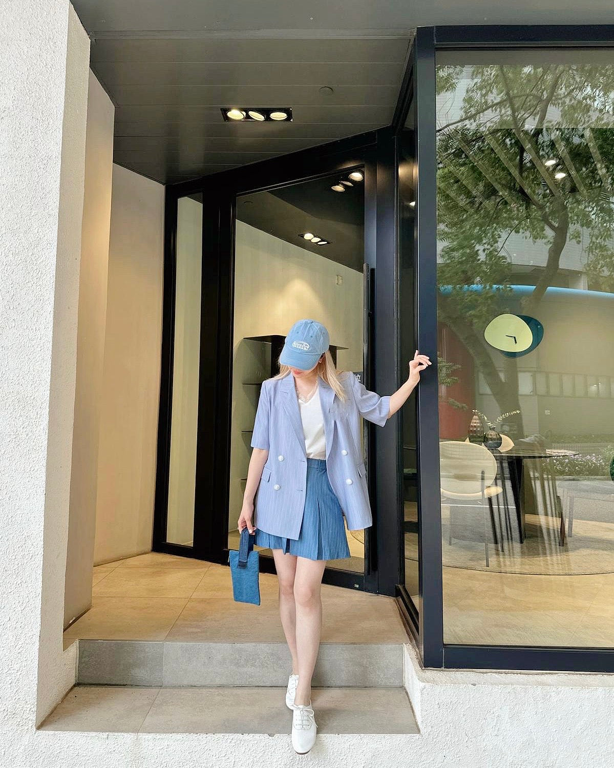 aalis MONI STRIPE short sleeves blazer (Lt Denim)