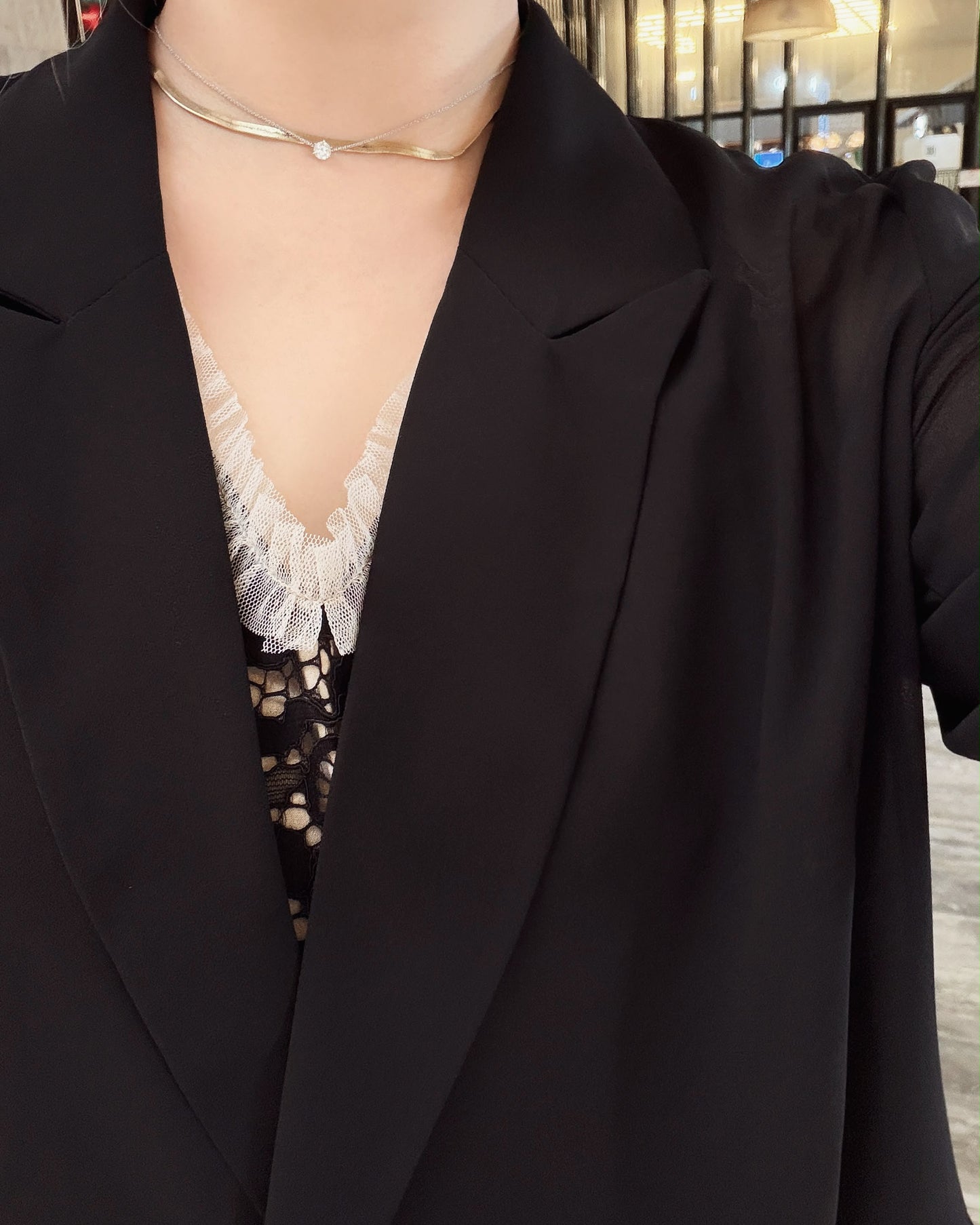 aalis MONI CHI SS26 chiffon blazer (Black)