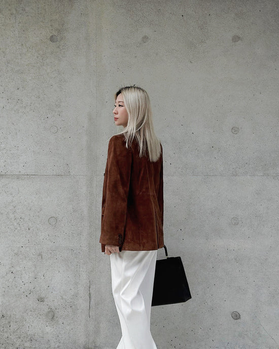 (Pre-order) aalis MONI suede leather blazer (Camel) (Custom size)