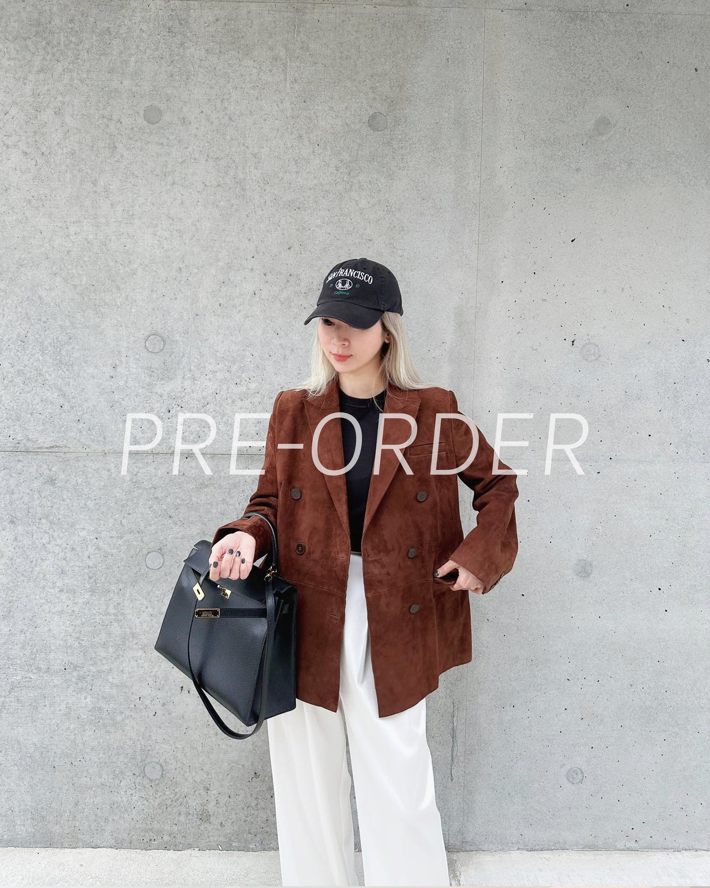 (Pre-order) aalis MONI suede leather blazer (Camel) (Size 32-40)