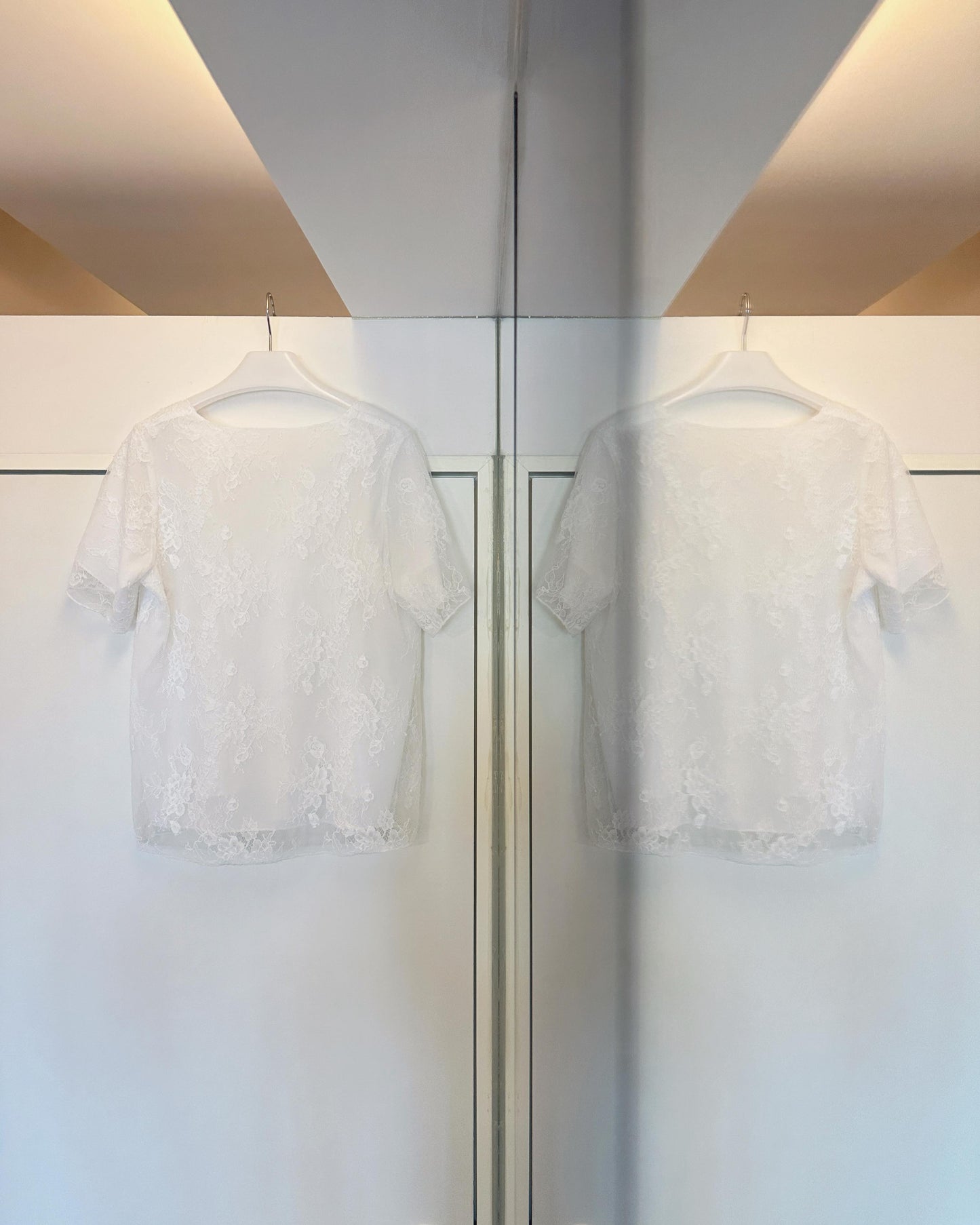 aalis KIM short sleeves lace layered tee (White)