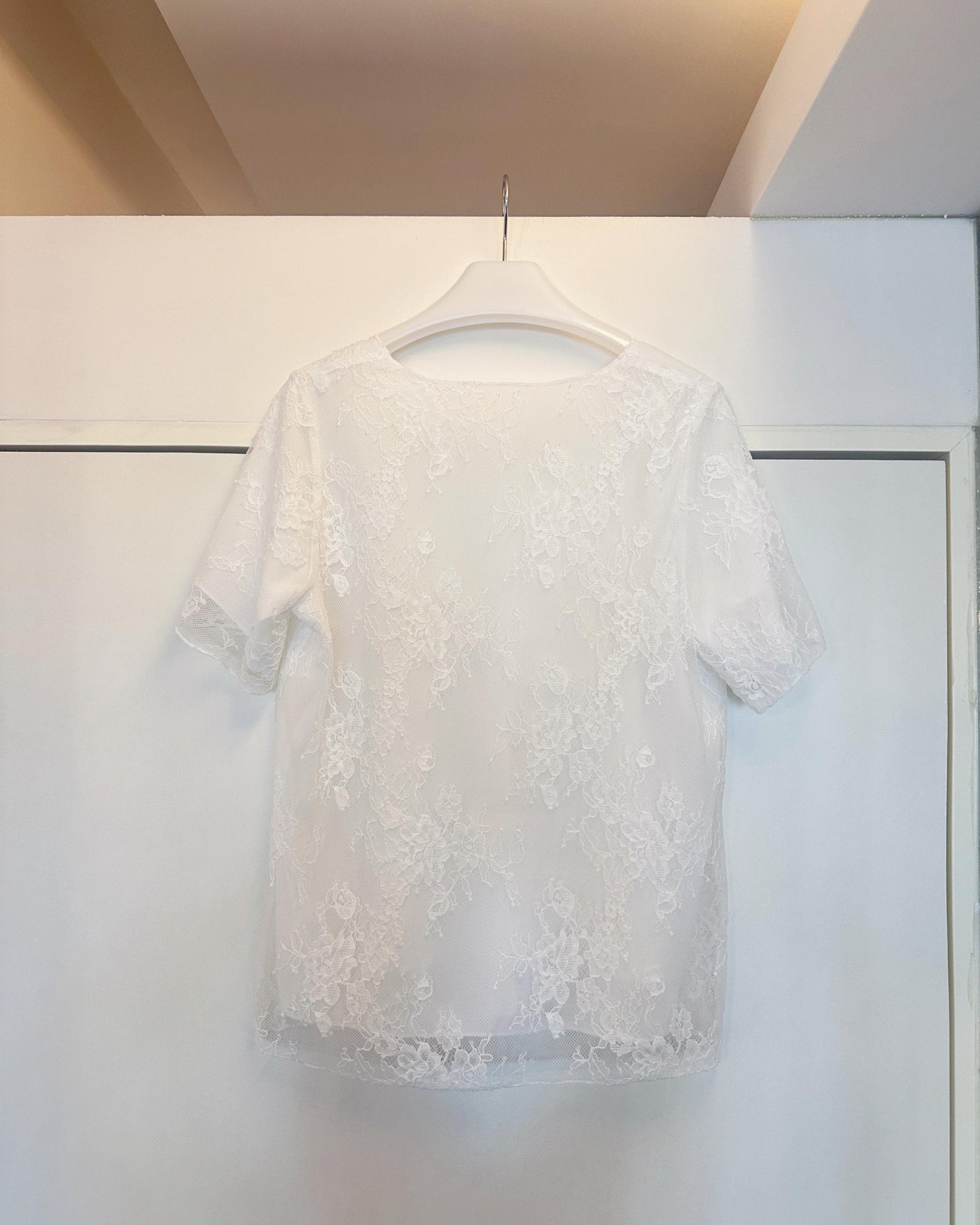 aalis KIM short sleeves lace layered tee (White)