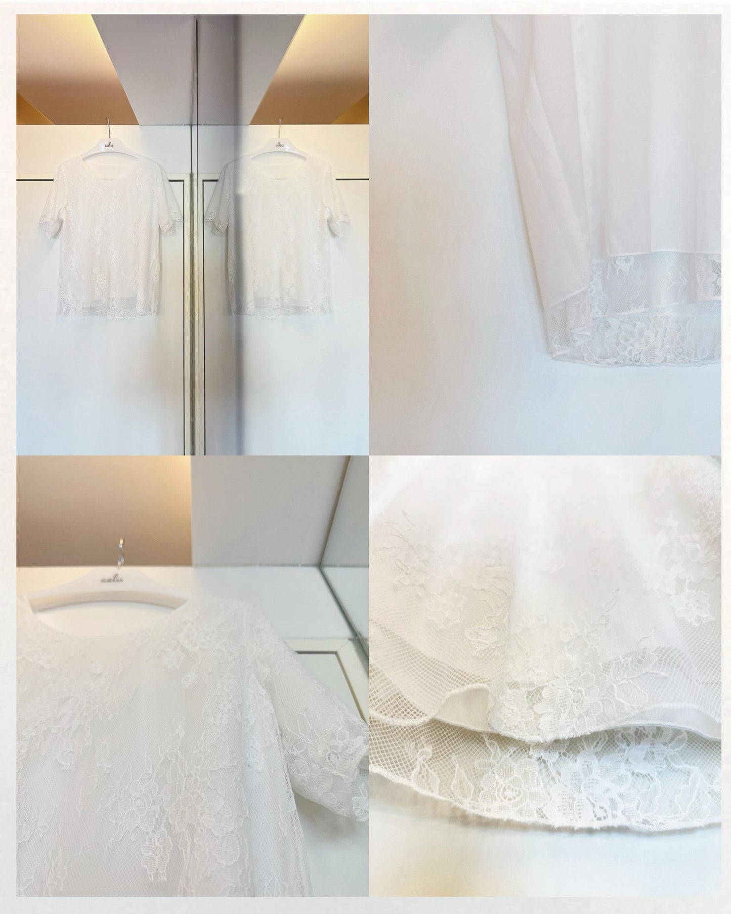 aalis KIM short sleeves lace layered tee (White)