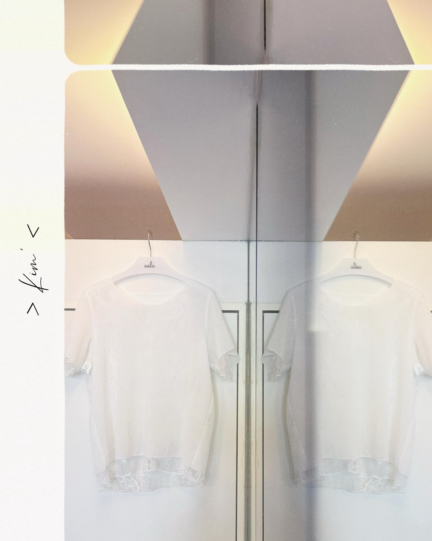 aalis KIM short sleeves lace layered tee (White)