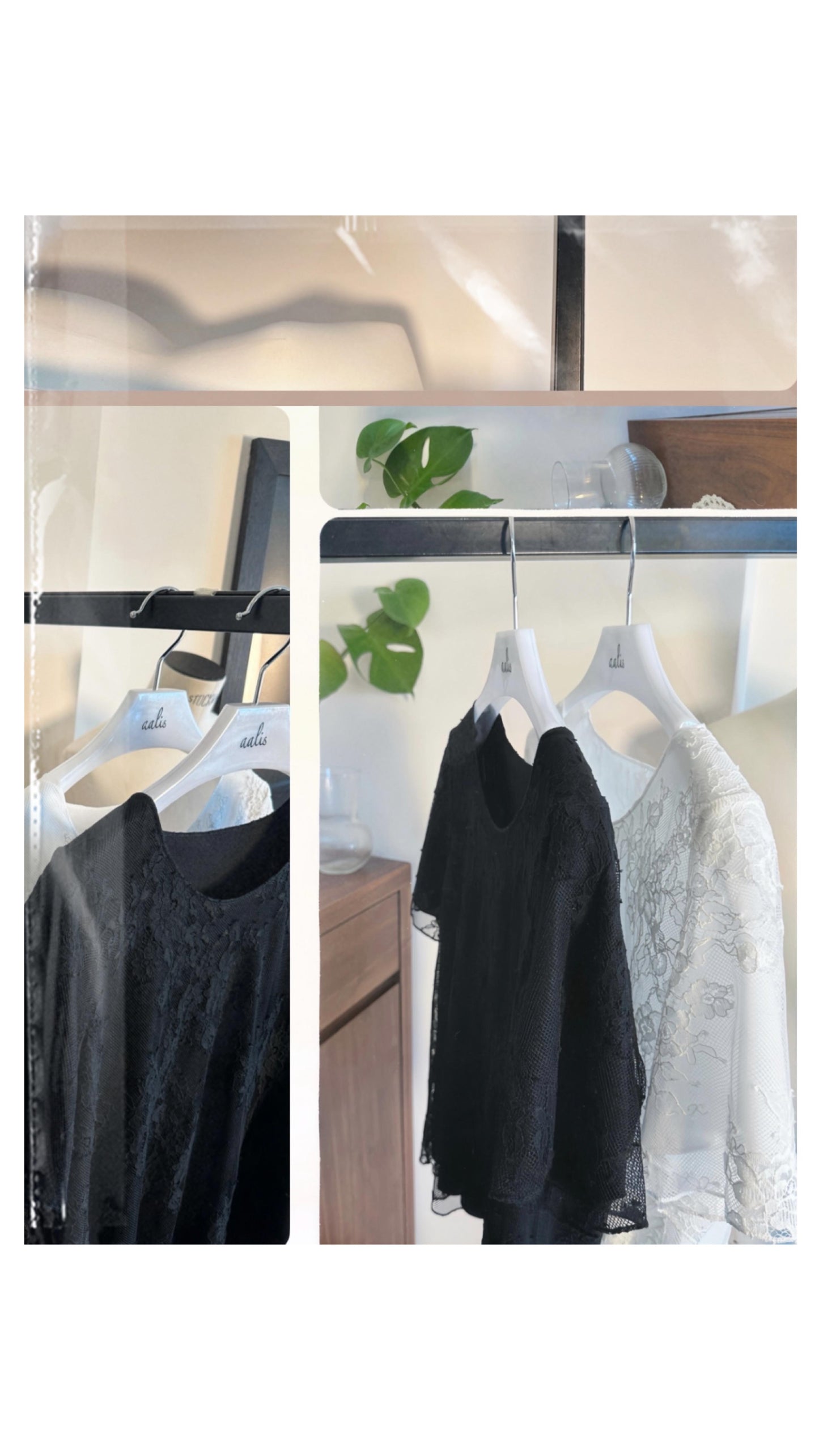 aalis KIM short sleeves lace layered tee (Black)