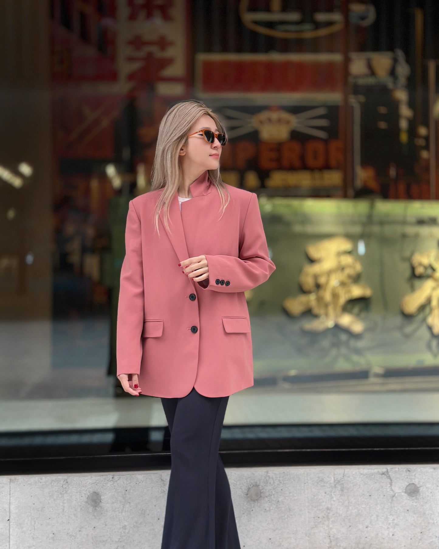 aalis MEE SS26 both side slit suiting blazer (Pink)