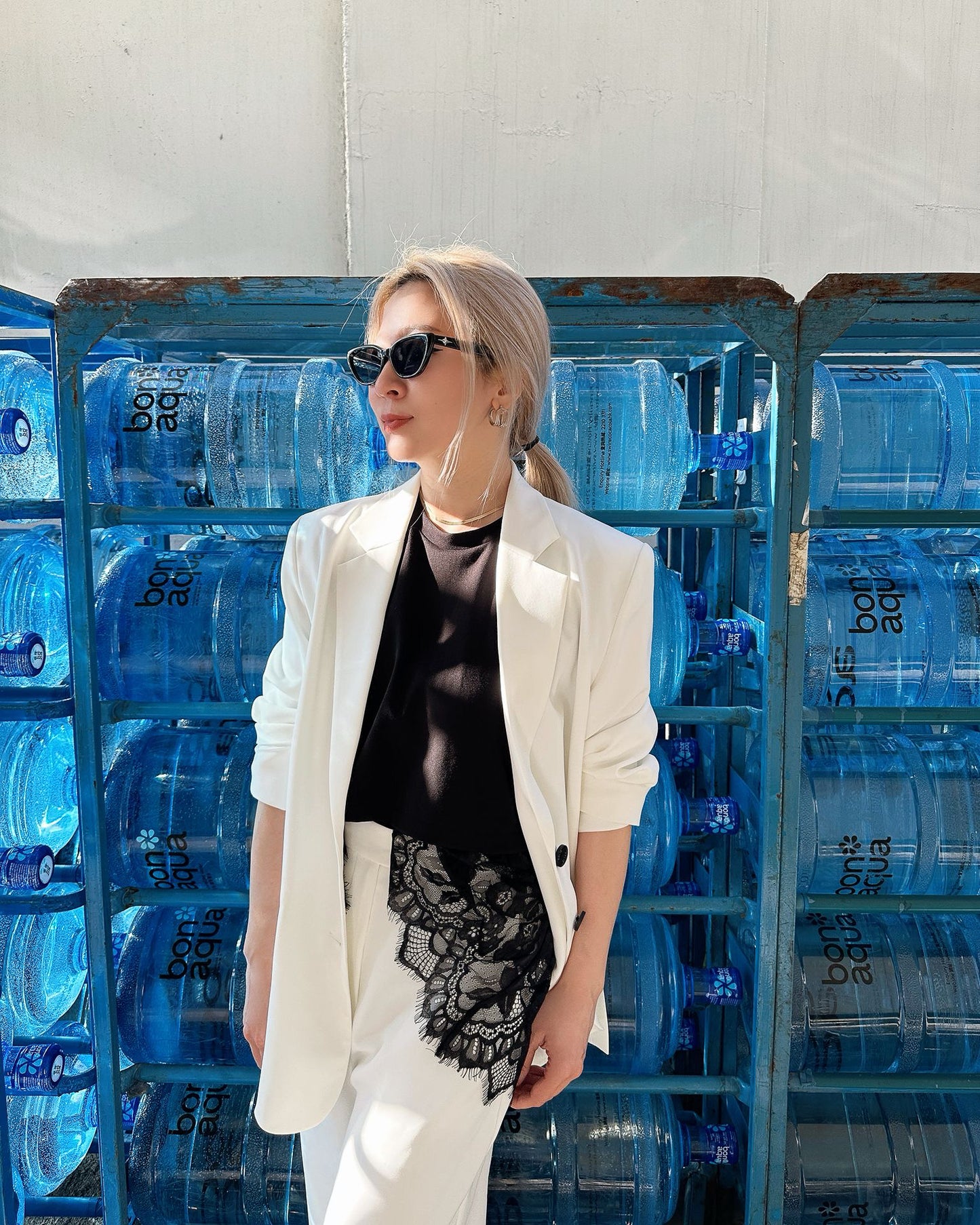 aalis MEE SS26 both side slit suiting blazer (White)