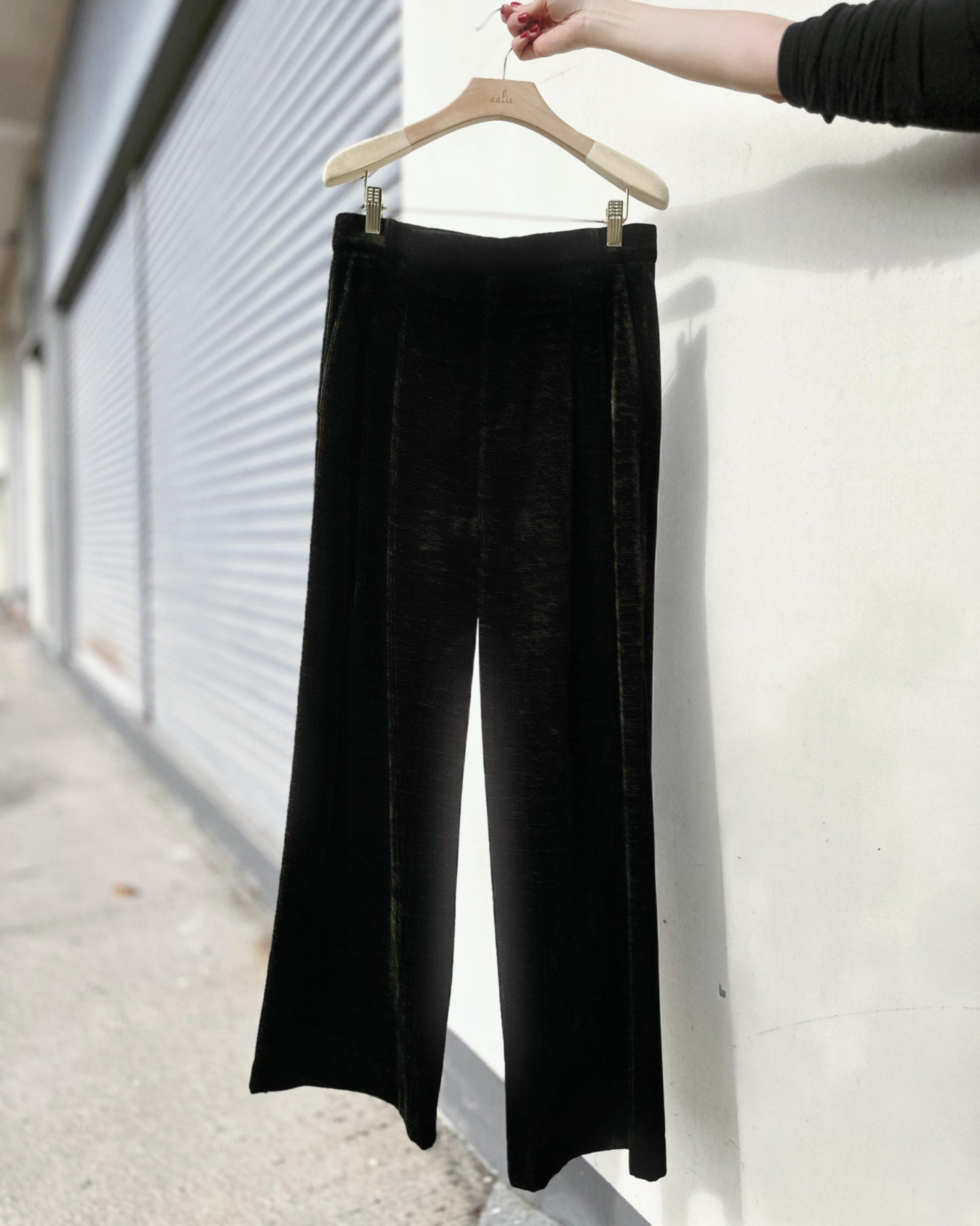 aalis TEO VELVET wide legs pants (Black)