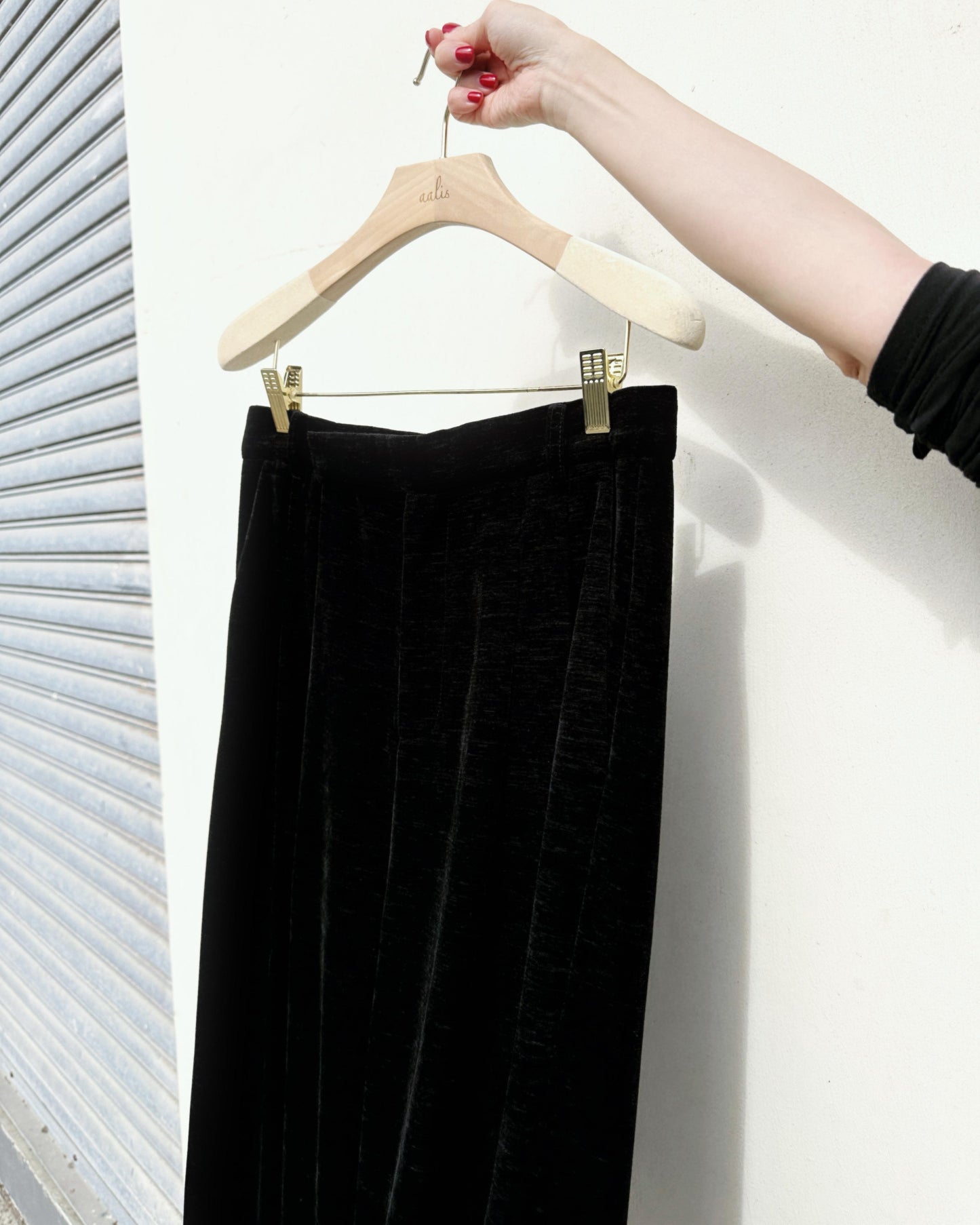 aalis TEO VELVET wide legs pants (Black)