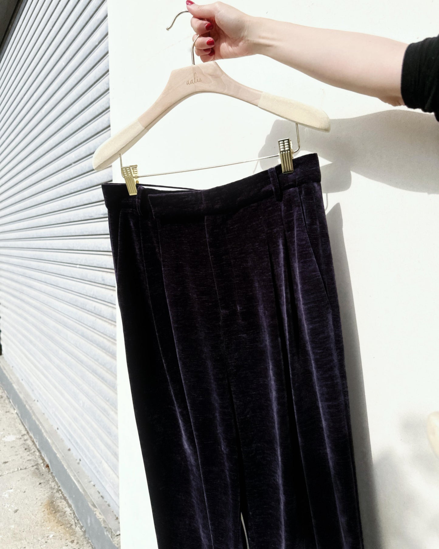 aalis TEO VELVET wide legs pants (Black)