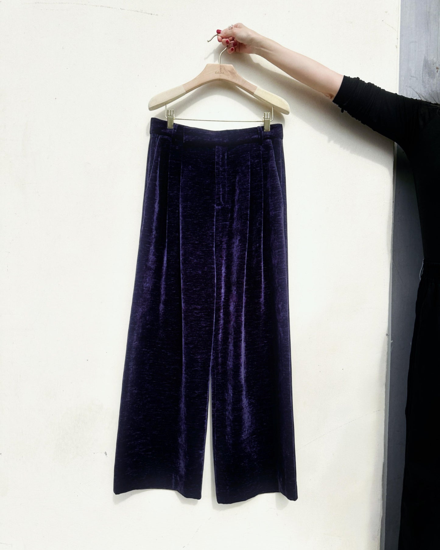 aalis TEO VELVET wide legs pants (Purple Blue)