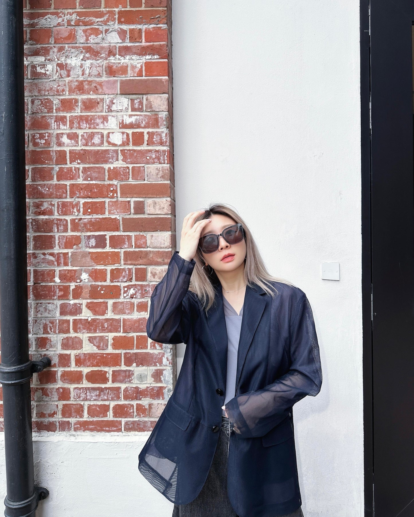 aalis DELLA NET SS26 oversized blazer (Midnight Blue)