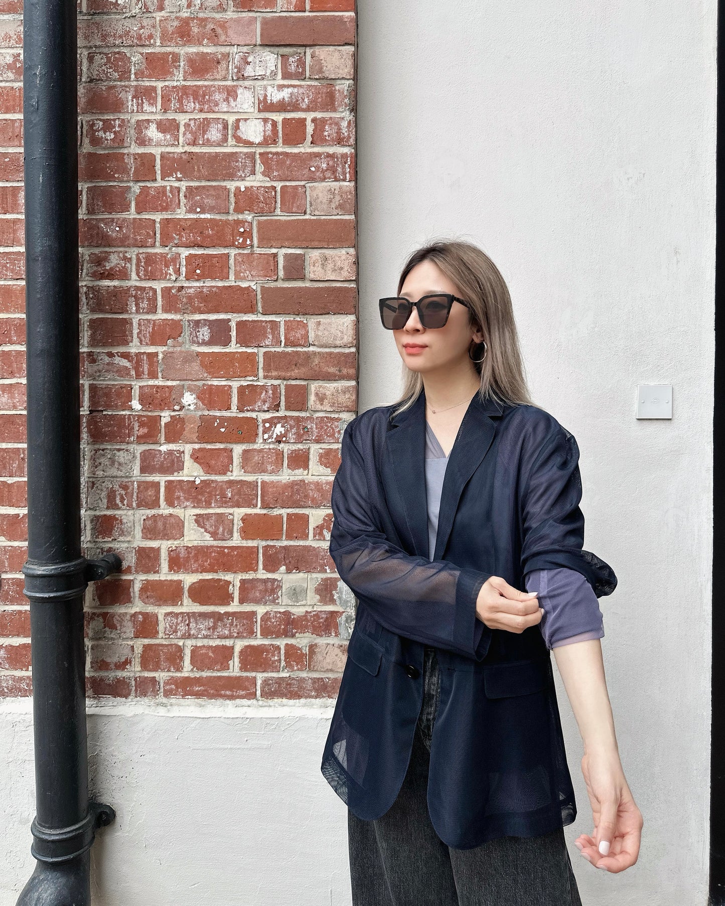 aalis DELLA NET SS26 oversized blazer (Midnight Blue)