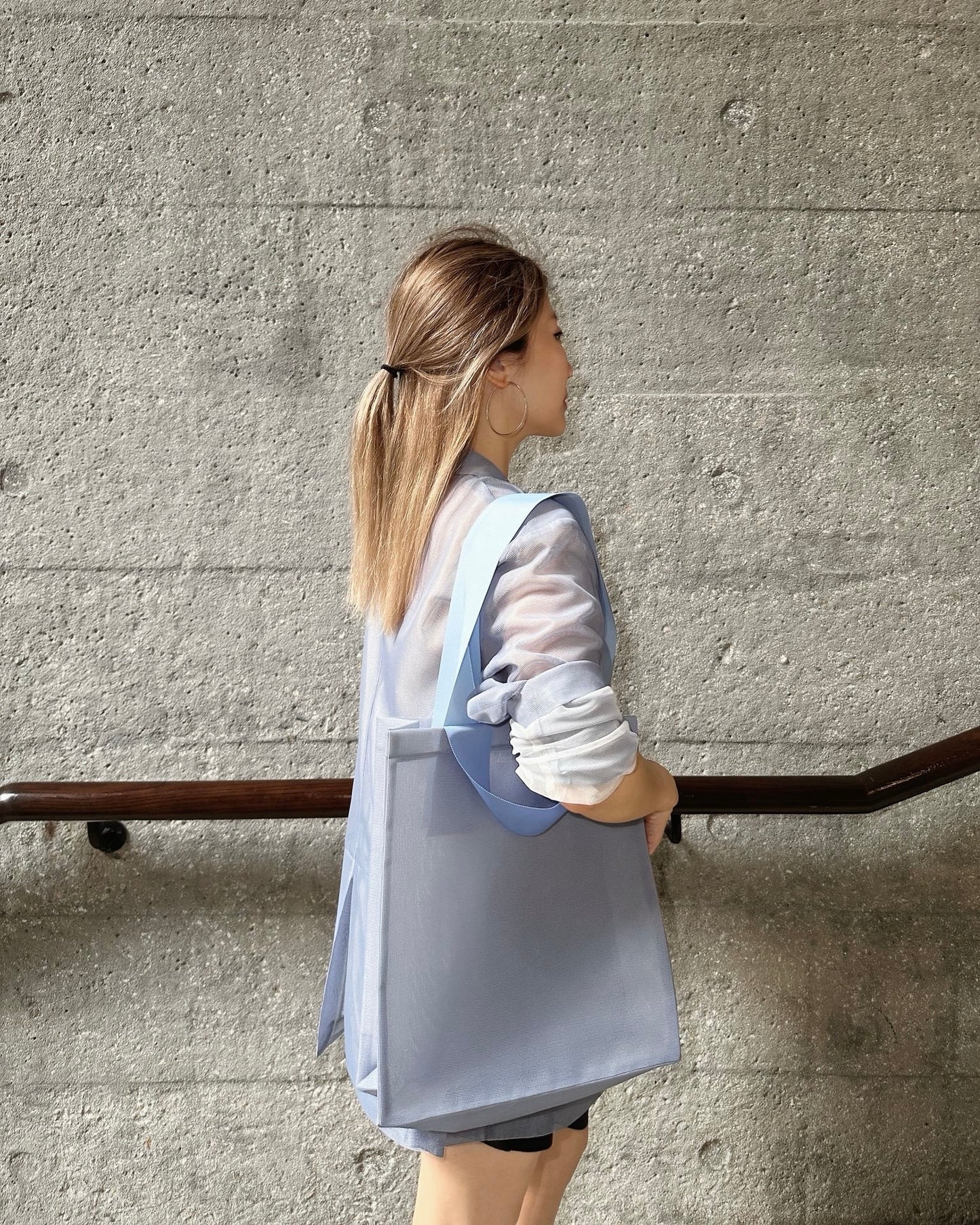 aalis DELLA NET SS26 oversized blazer (Grey Blue)
