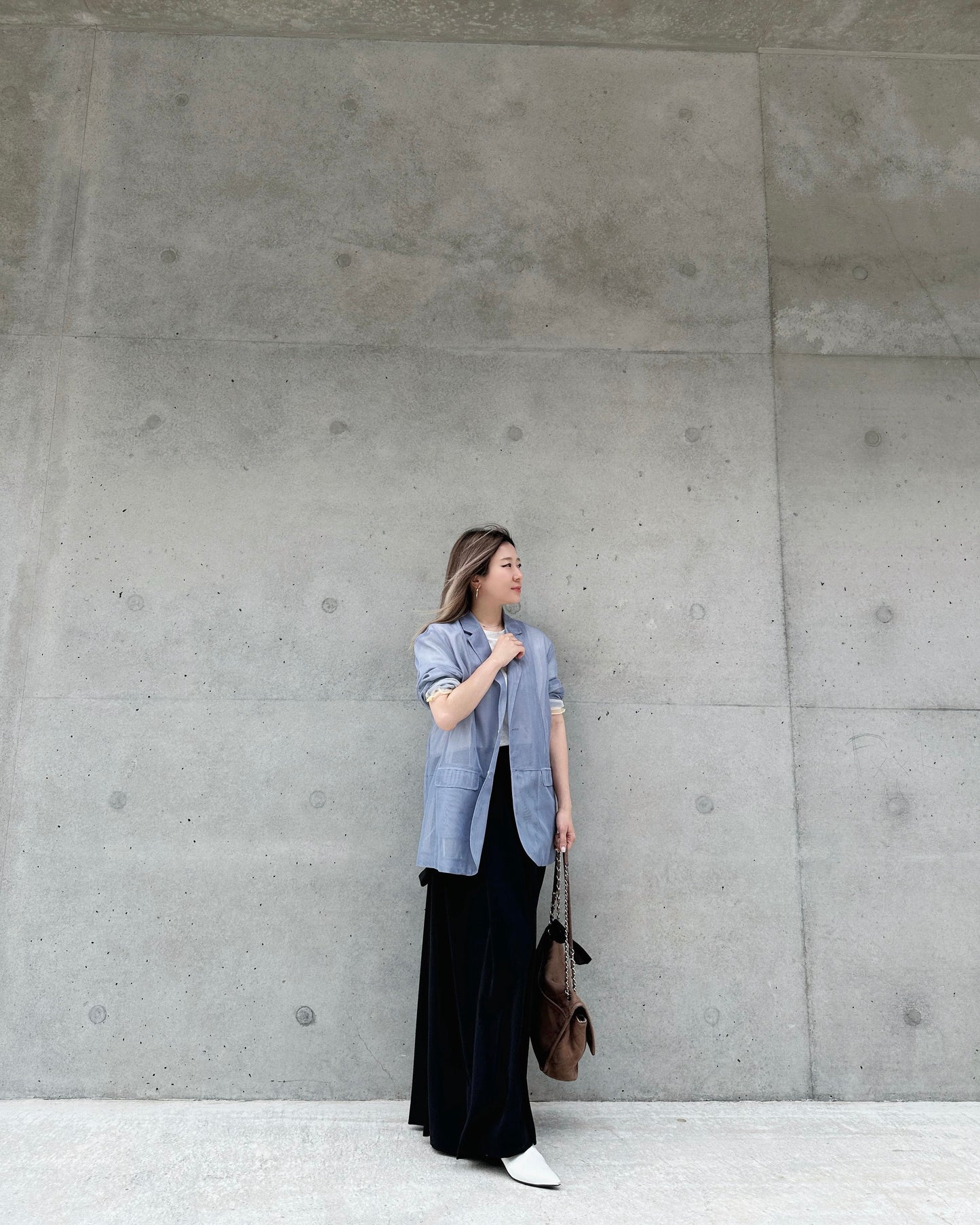 aalis DELLA NET SS26 oversized blazer (Grey Blue)