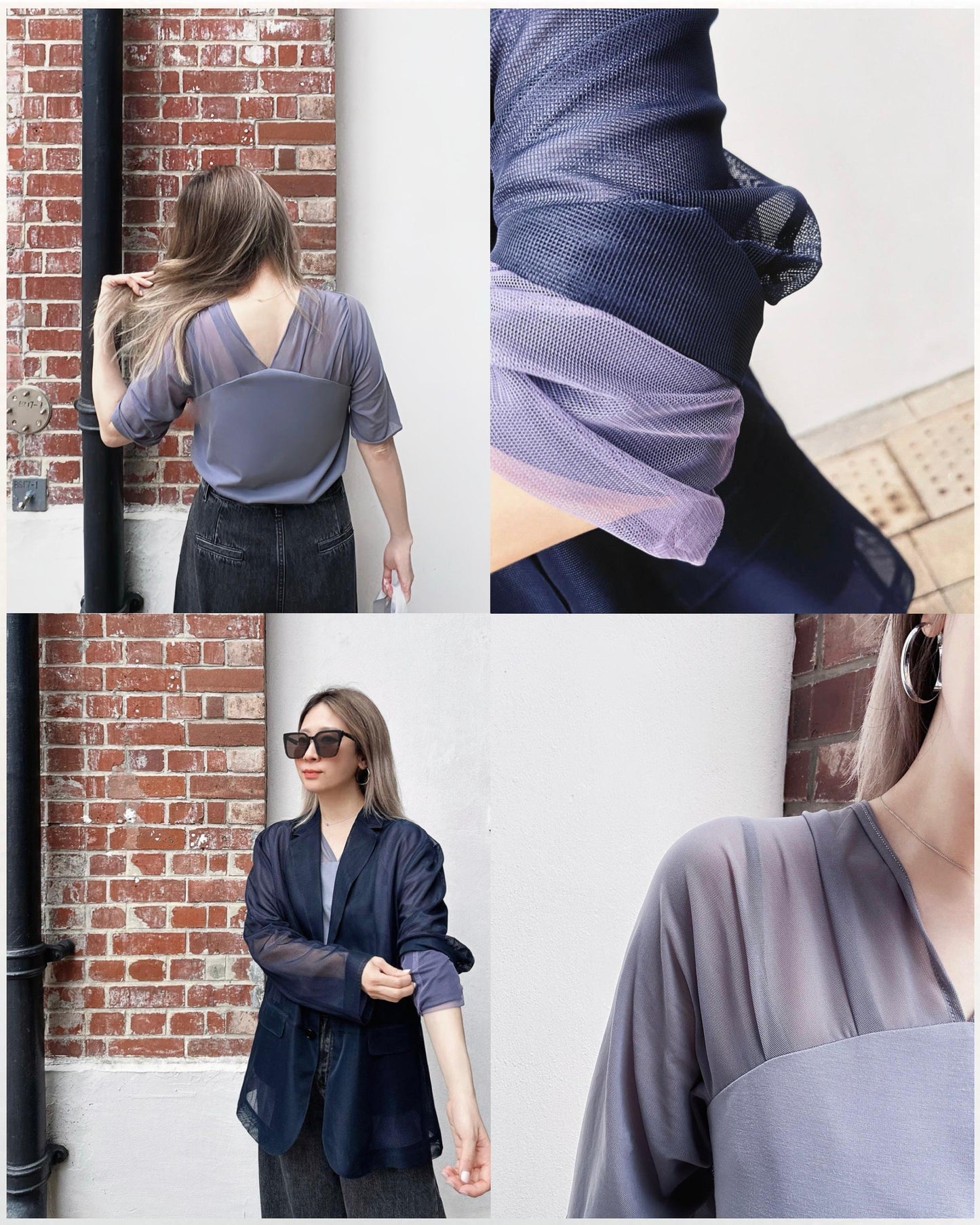 (Pre-order) aalis DELLA NET SS26 oversized blazer (Midnight Blue)