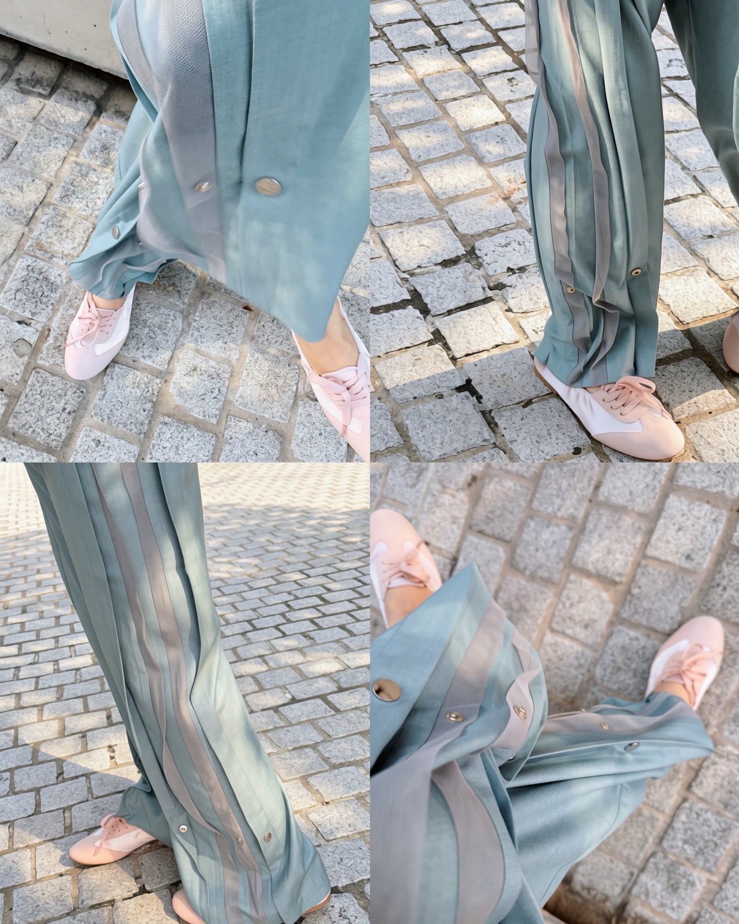 (Pre-order) aalis STORM FW26 button up side trim pants (Light Blue)