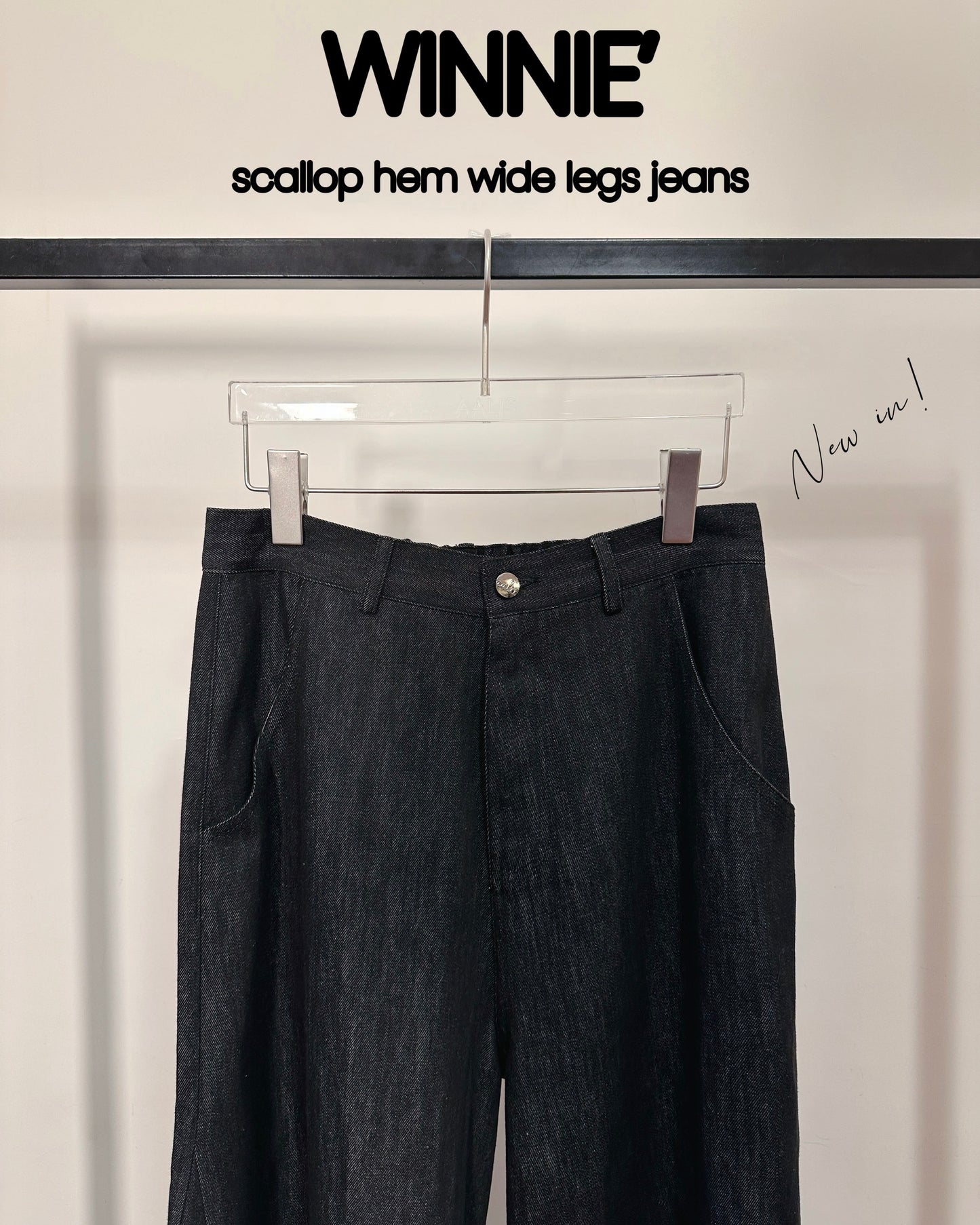 aalis WINNI SS26 scallop hem wide legs jeans (Black Denim)