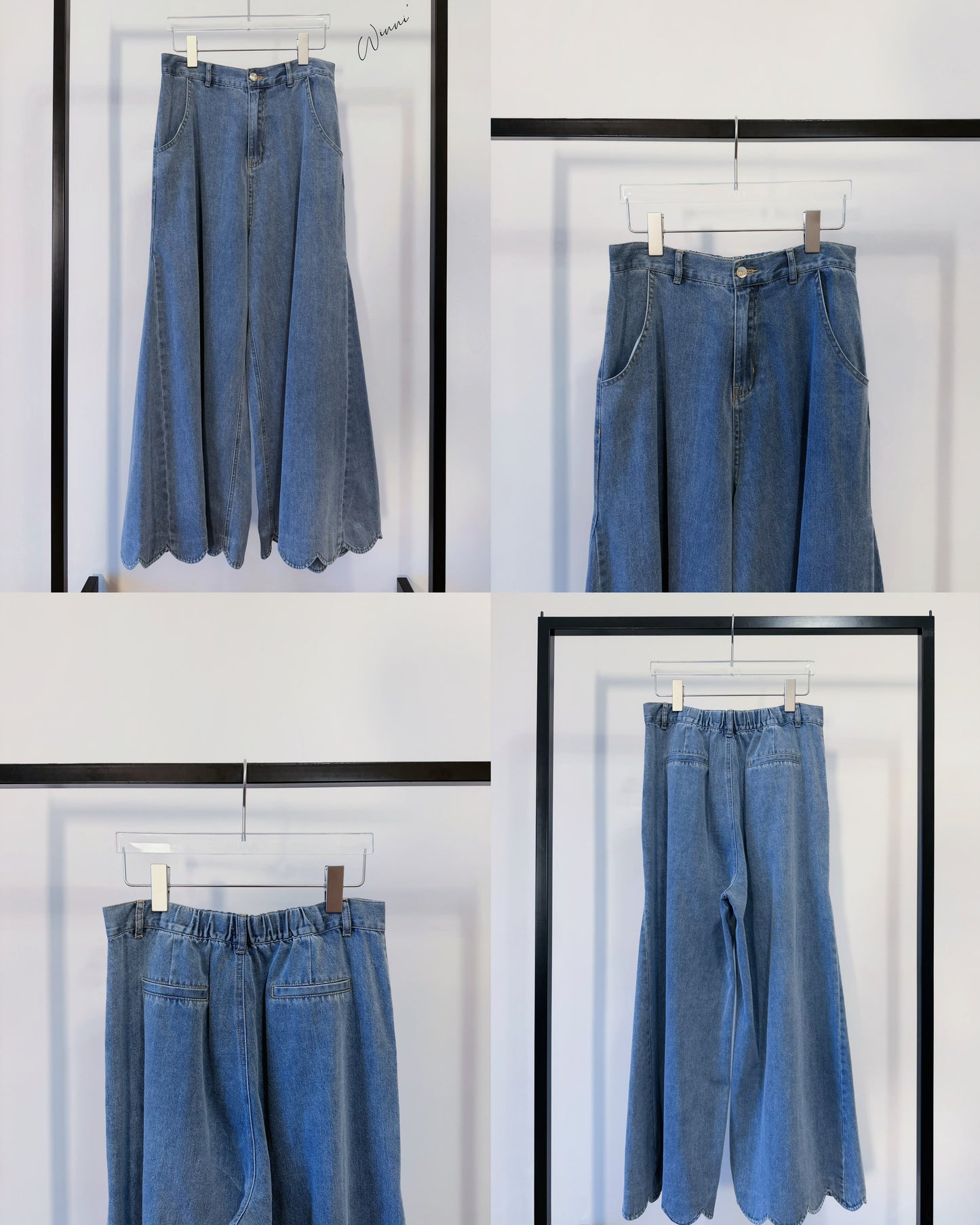 aalis WINNI SS26 scallop hem wide legs jeans (Light Denim)