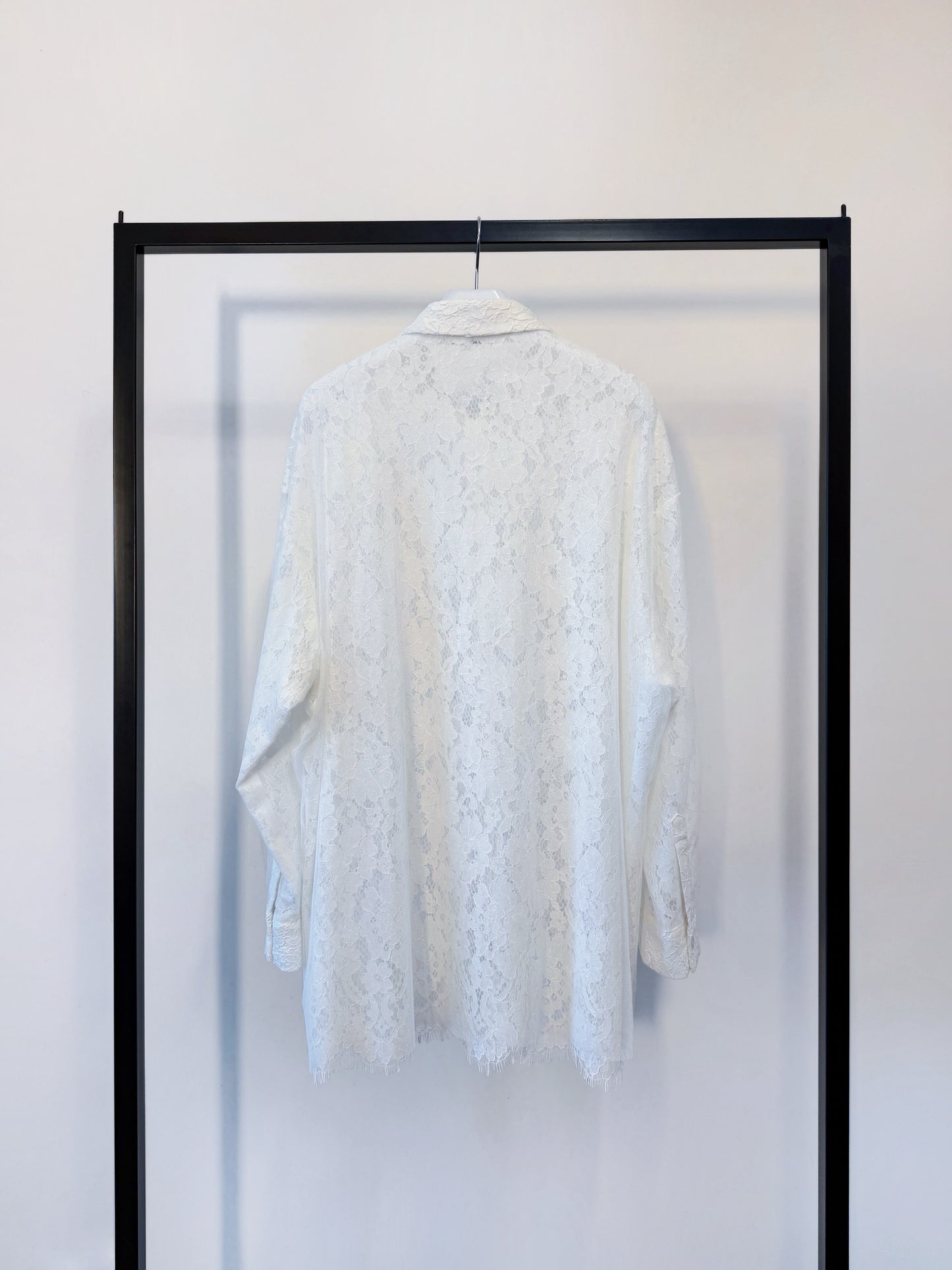 aalis NOELIA textured lace shirt with mesh layer (White)