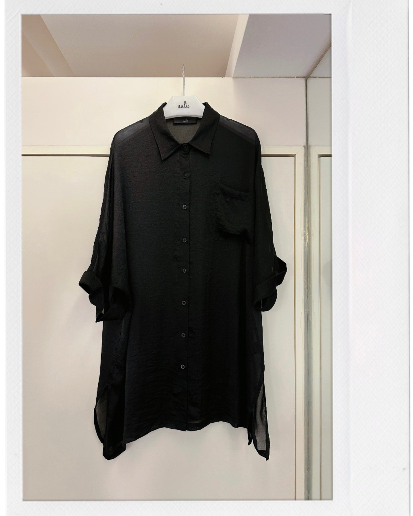 (Pre-order) aalis MENA SS26 mid sleeves oversized shirt (Black)