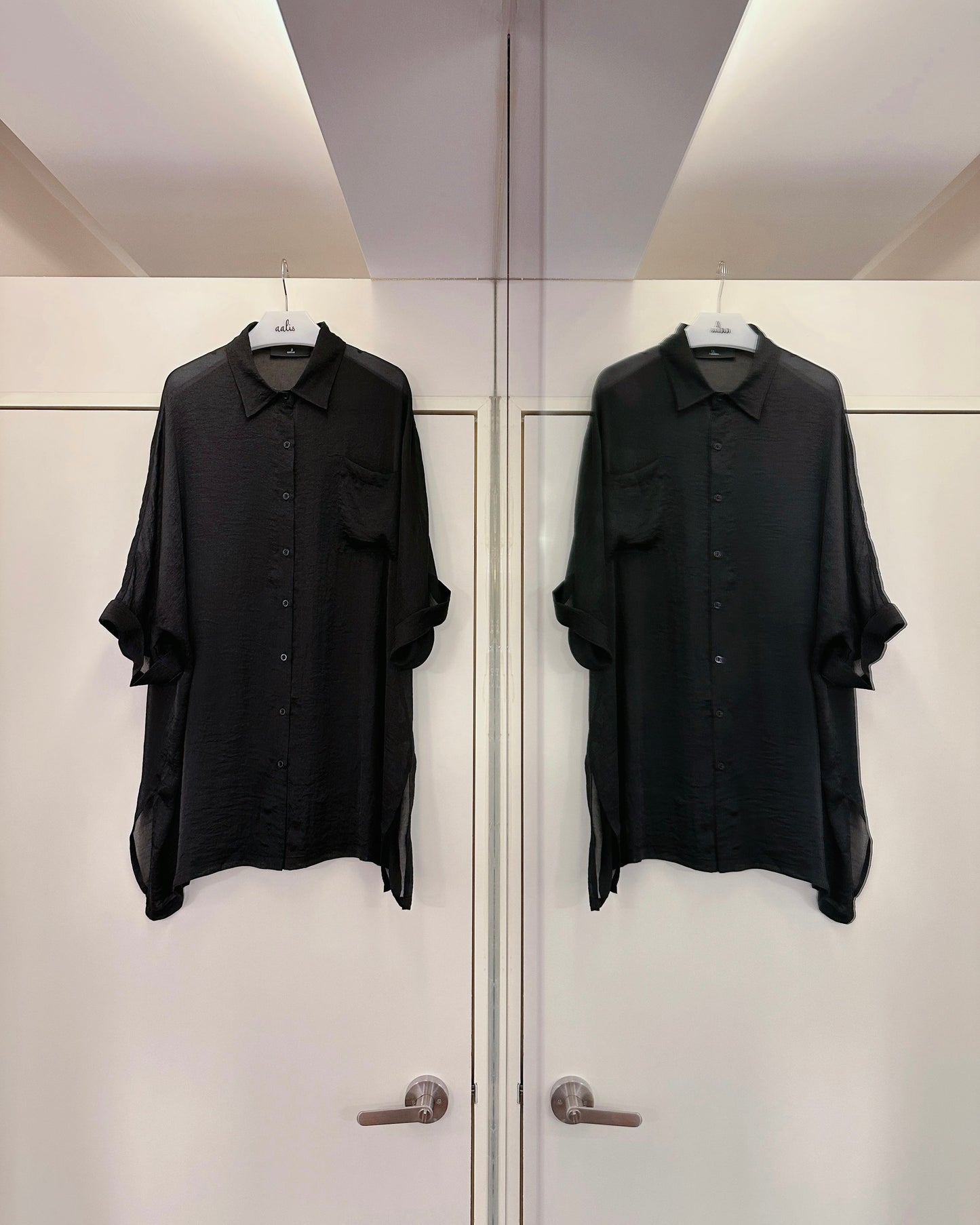 (Pre-order) aalis MENA SS26 mid sleeves oversized shirt (Black)