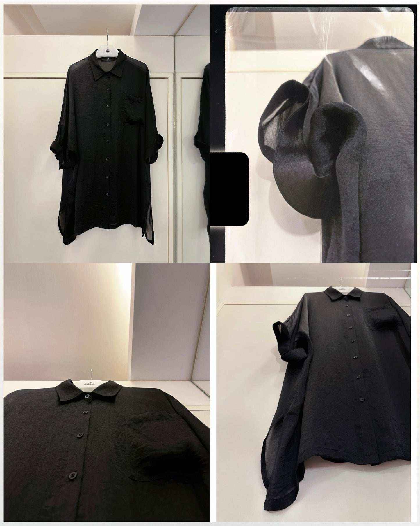 (Pre-order) aalis MENA SS26 mid sleeves oversized shirt (Black)