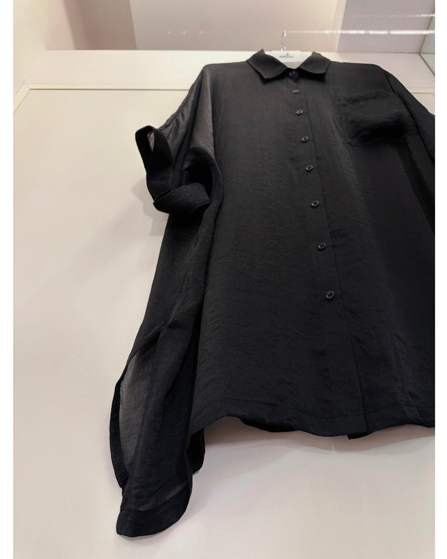 (Pre-order) aalis MENA SS26 mid sleeves oversized shirt (Black)