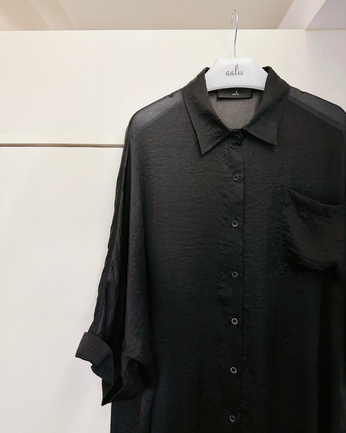 (Pre-order) aalis MENA SS26 mid sleeves oversized shirt (Black)