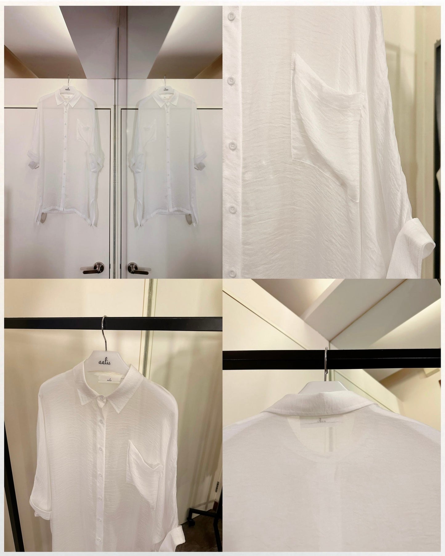(Pre-order) aalis MENA SS26 mid sleeves oversized shirt (White)