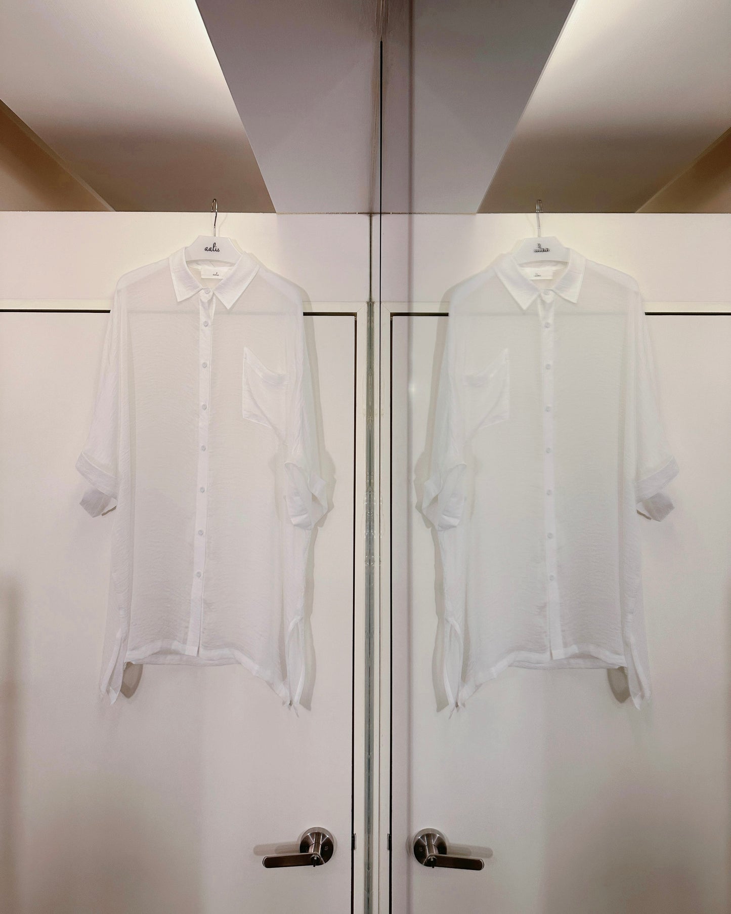 (Pre-order) aalis MENA SS26 mid sleeves oversized shirt (White)