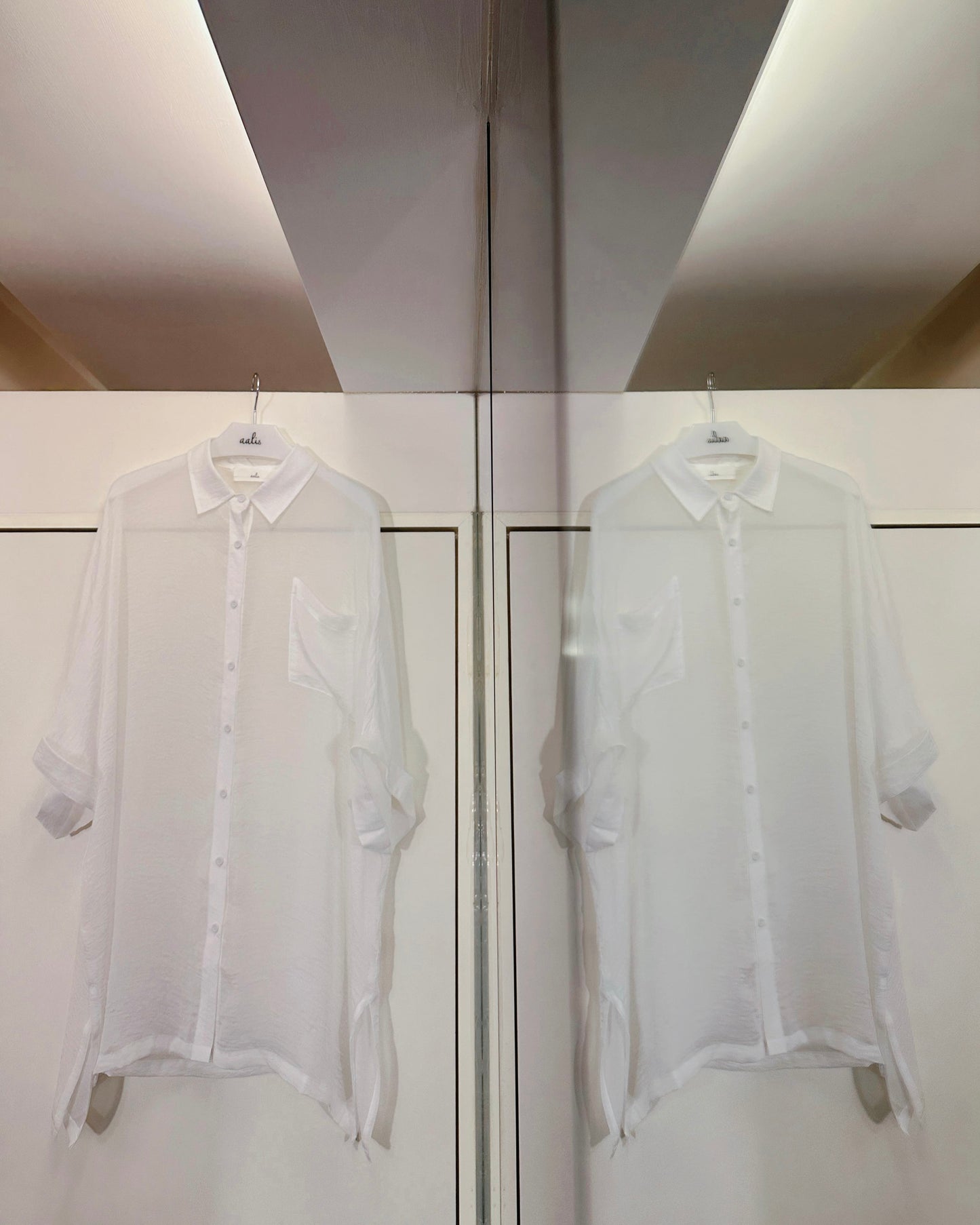(Pre-order) aalis MENA SS26 mid sleeves oversized shirt (White)