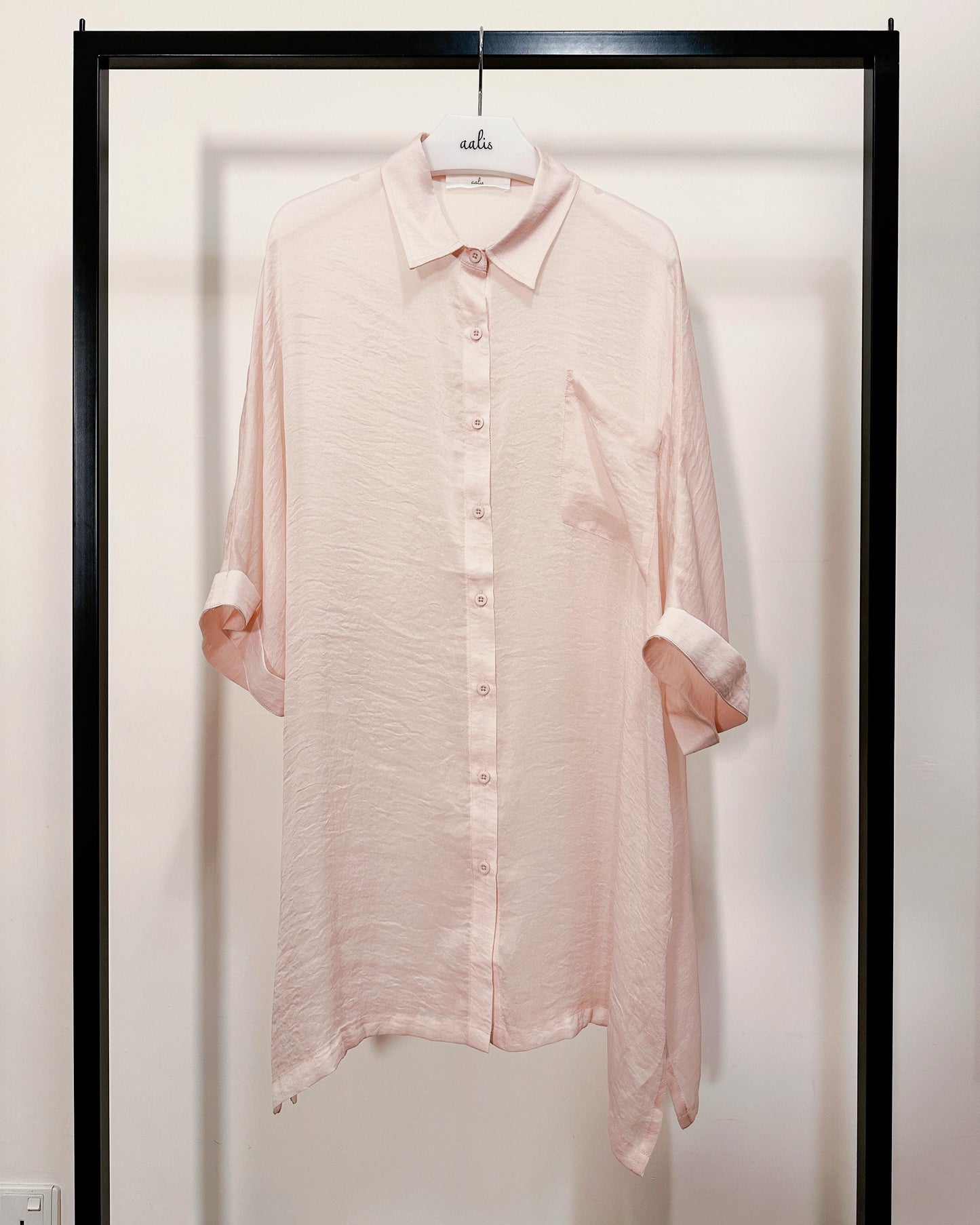 (Pre-order) aalis MENA SS26 mid sleeves oversized shirt (Light Pink)