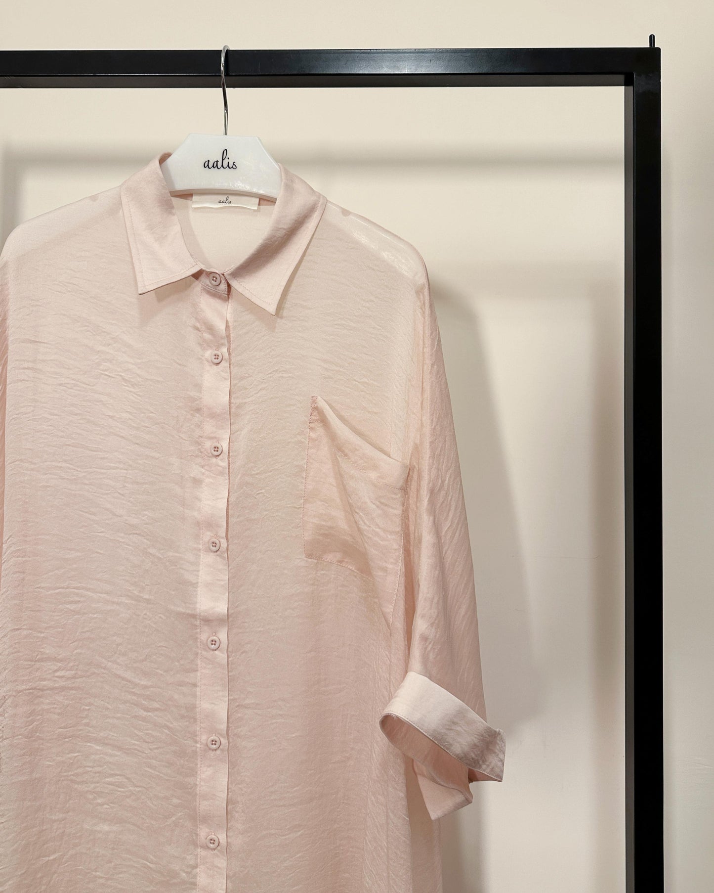 (Pre-order) aalis MENA SS26 mid sleeves oversized shirt (Light Pink)