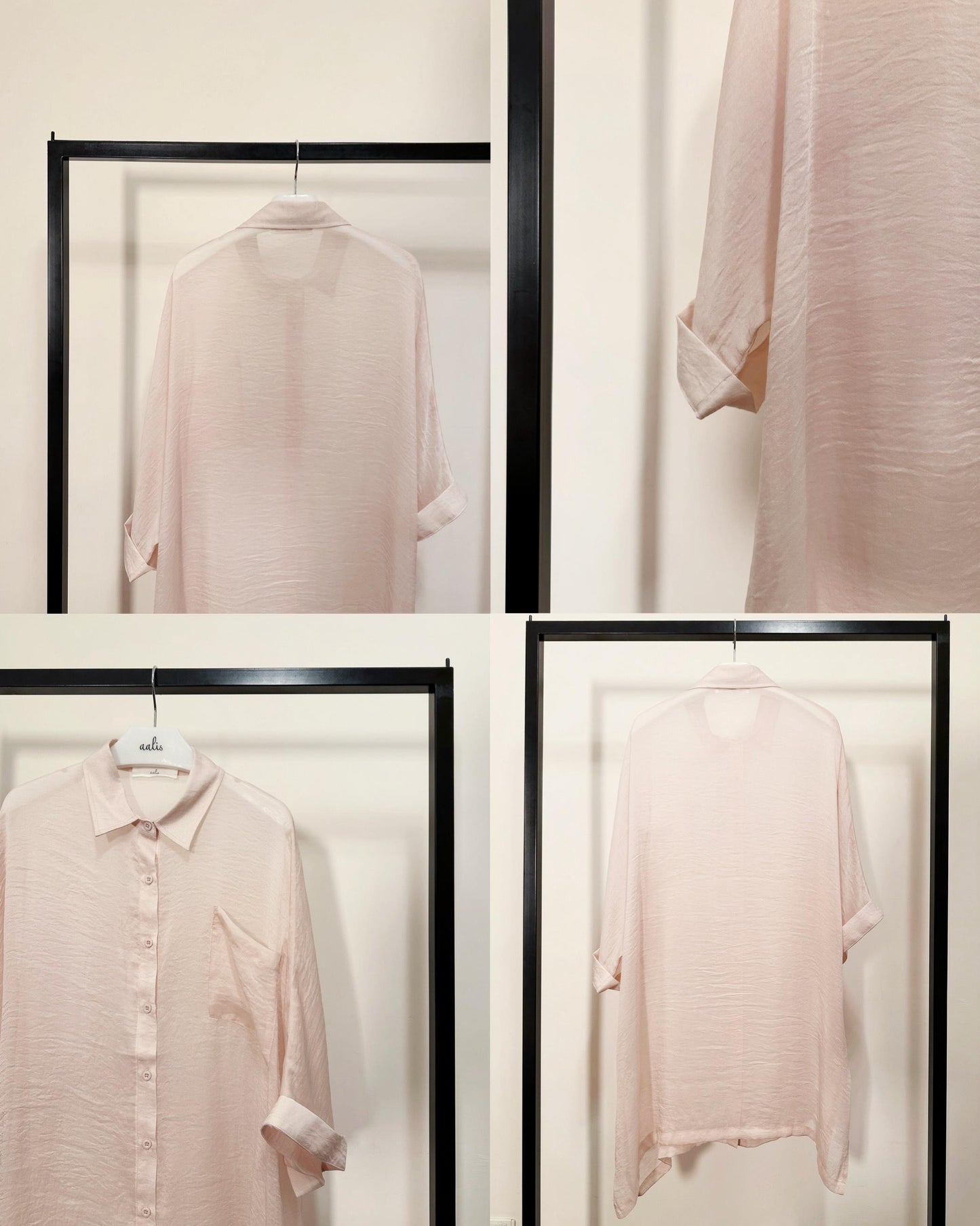 (Pre-order) aalis MENA SS26 mid sleeves oversized shirt (Light Pink)