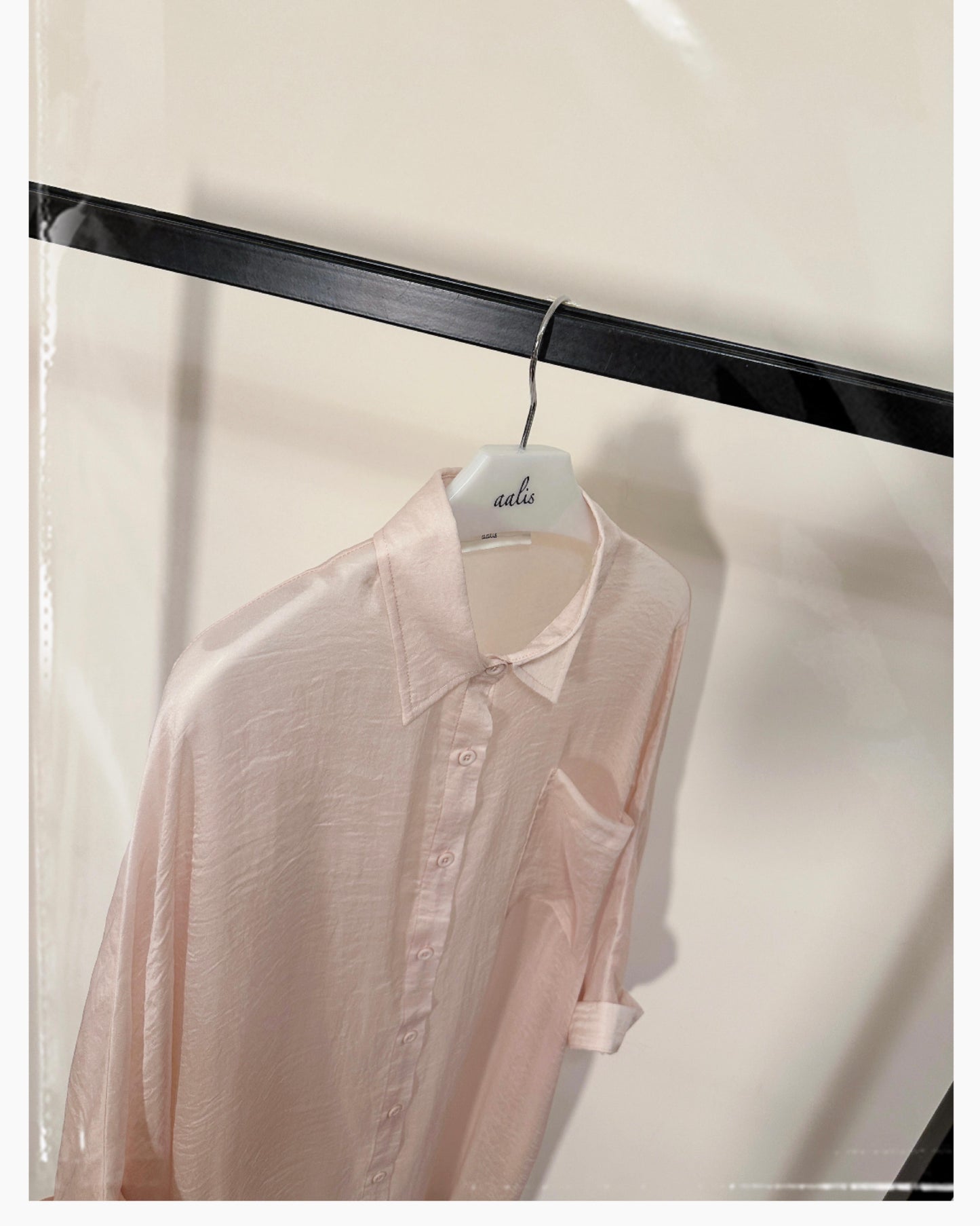 (Pre-order) aalis MENA SS26 mid sleeves oversized shirt (Light Pink)