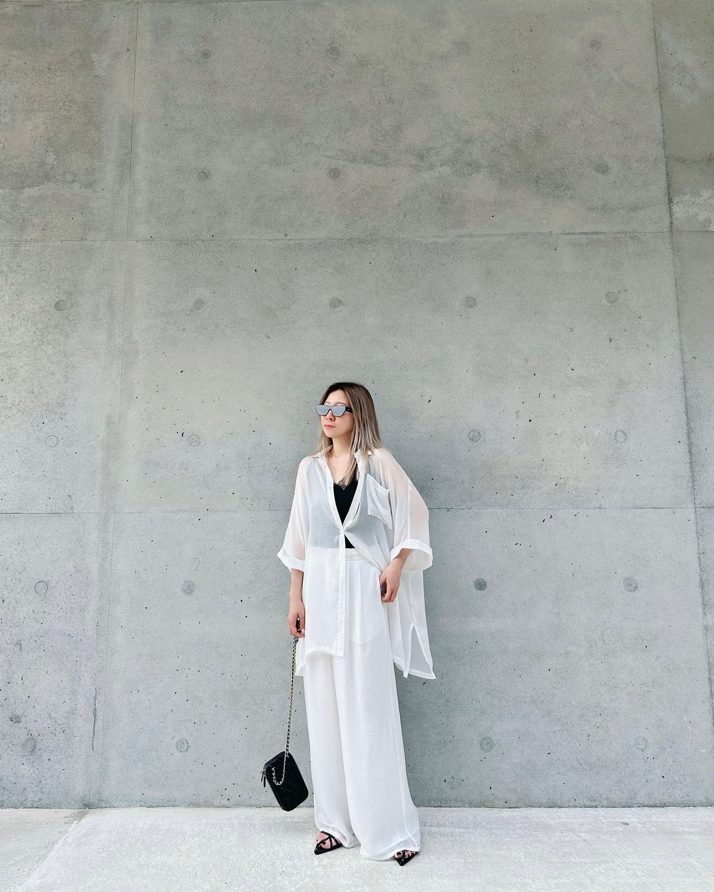 (Pre-order) aalis MENA SS26 mid sleeves oversized shirt (White)