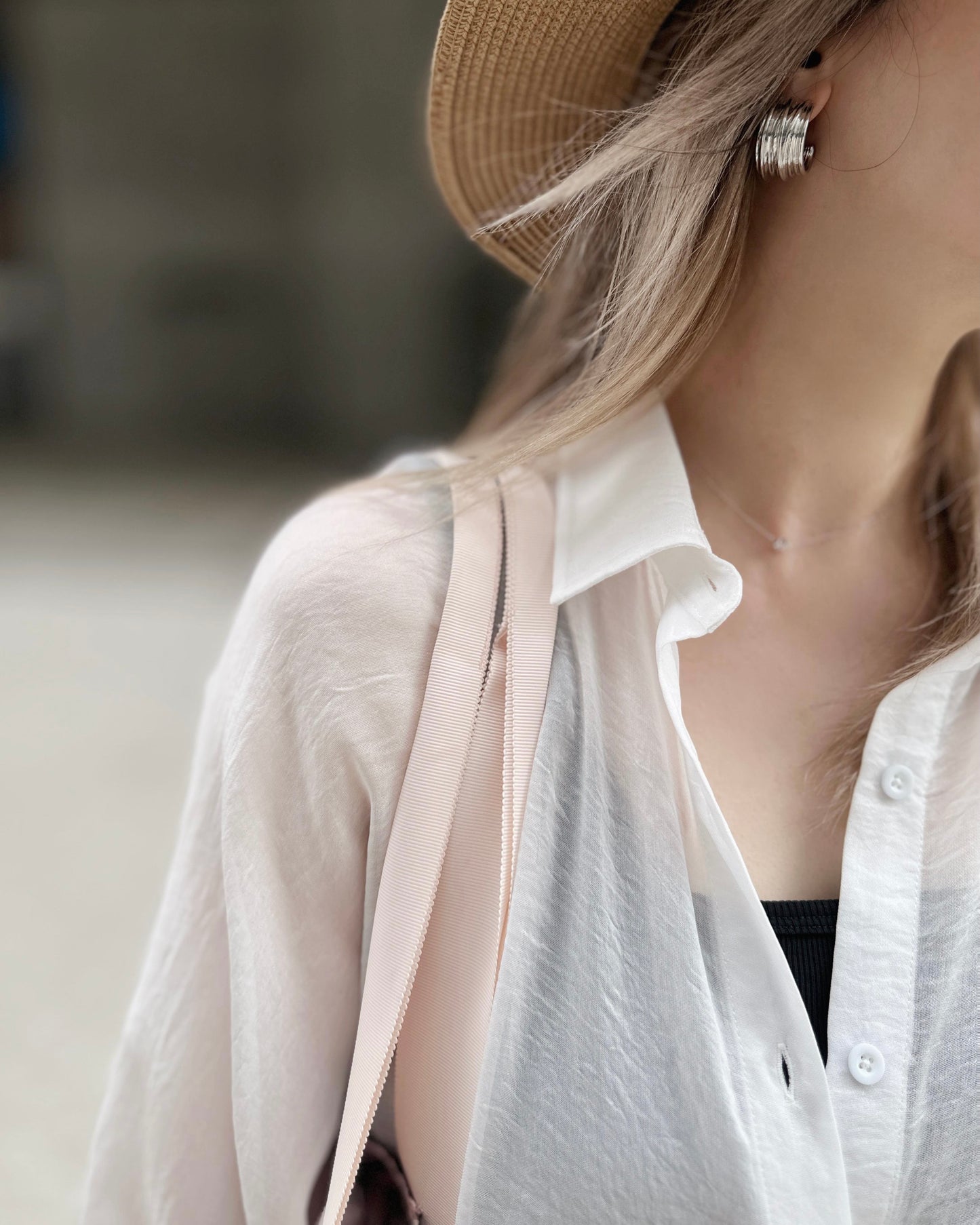 (Pre-order) aalis MENA SS26 mid sleeves oversized shirt (White)
