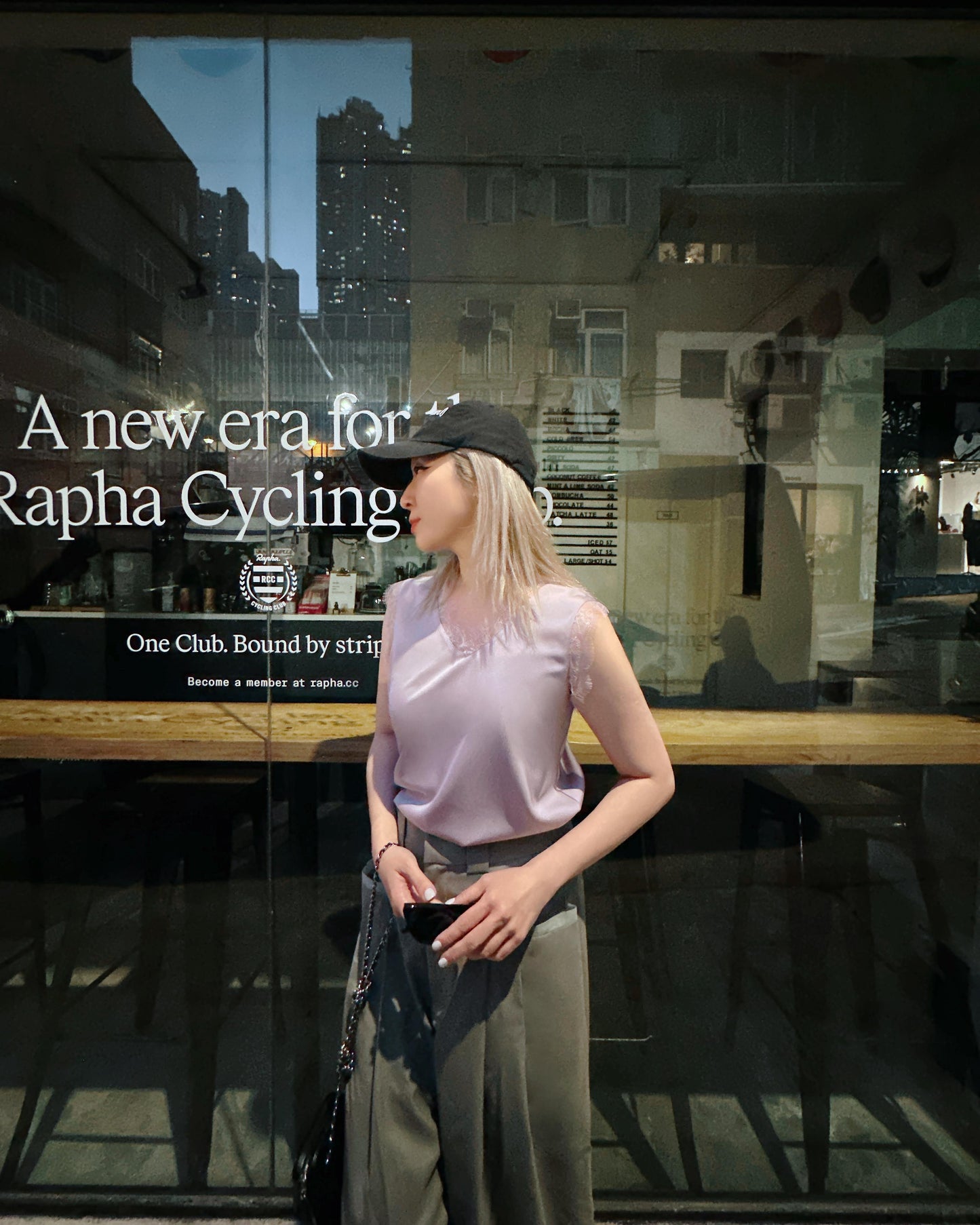 aalis CAM SS26 lace trim v neck tank (Dusty Lilac)