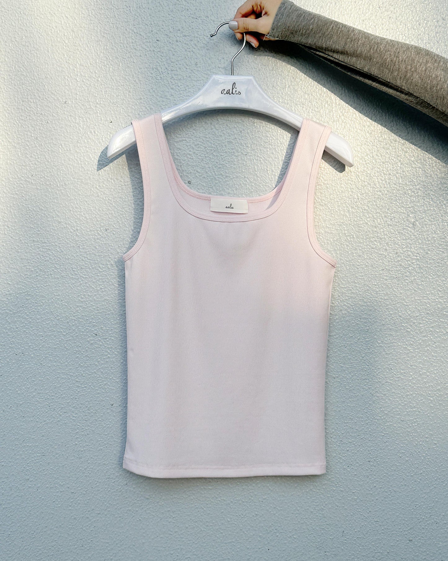 aalis MARITA SS26 square neck ribbed tank (Pink)