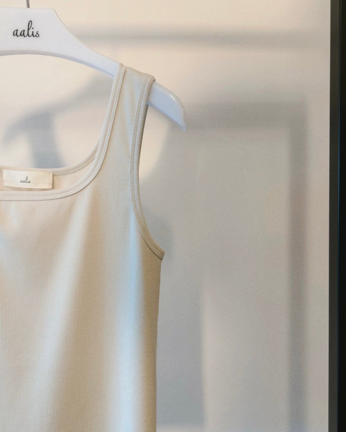 aalis MARITA SS26 square neck ribbed tank (Ecru)