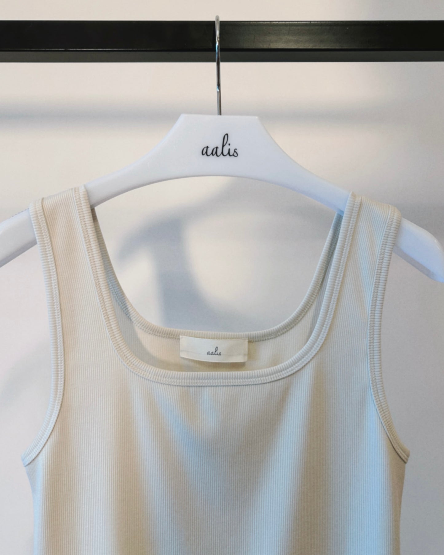 aalis MARITA SS26 square neck ribbed tank (Ecru)