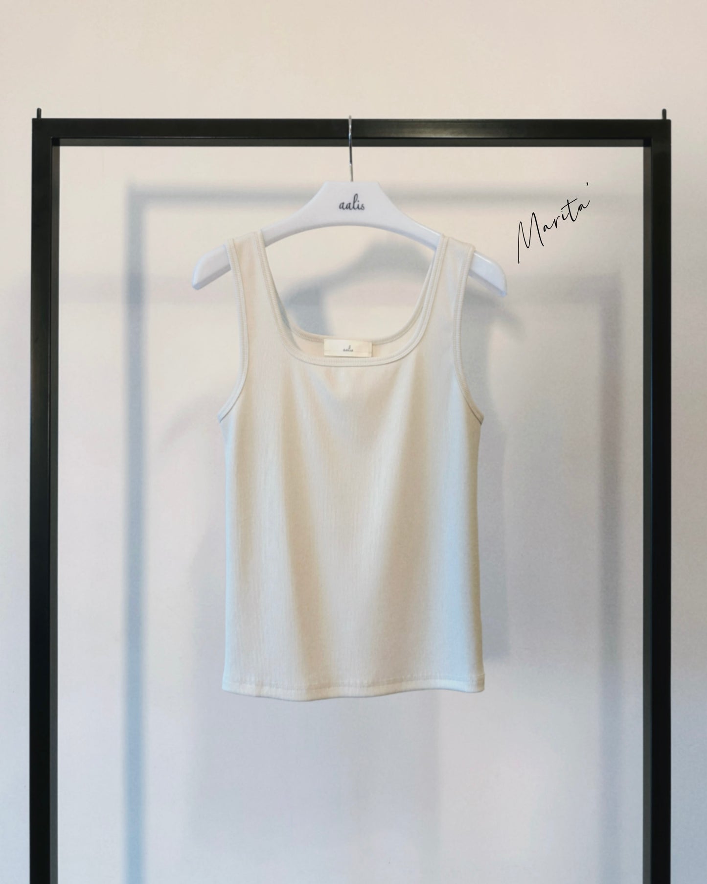 aalis MARITA SS26 square neck ribbed tank (Ecru)