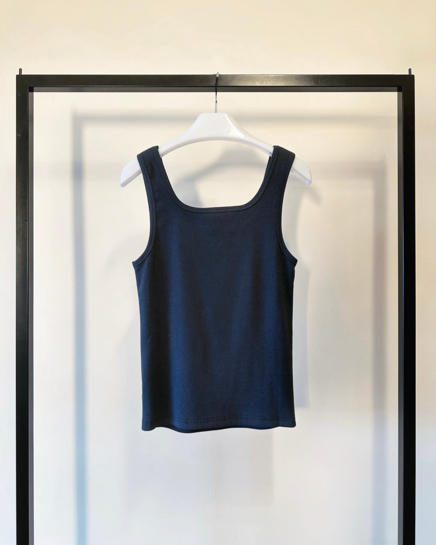 aalis MARITA SS26 square neck ribbed tank (Grey Blue)