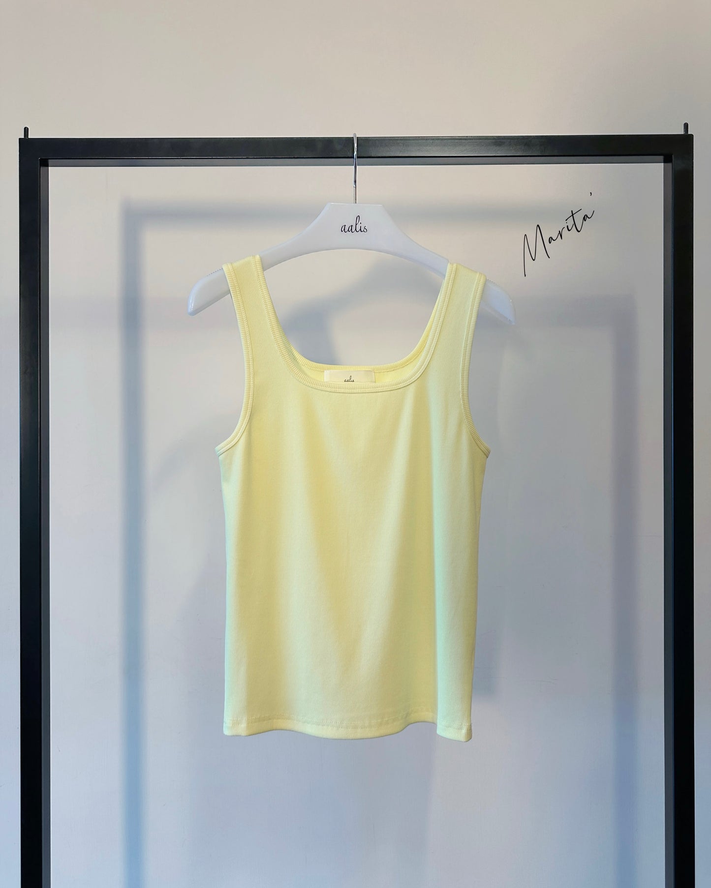 (Pre-order) aalis MARITA SS26 square neck ribbed tank (Light Yellow)
