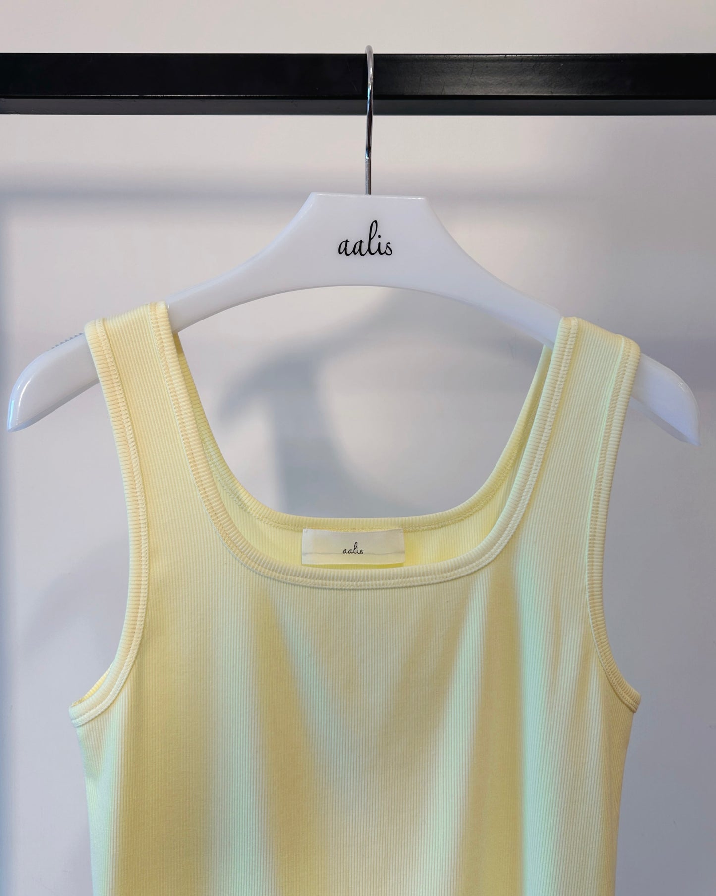 (Pre-order) aalis MARITA SS26 square neck ribbed tank (Light Yellow)