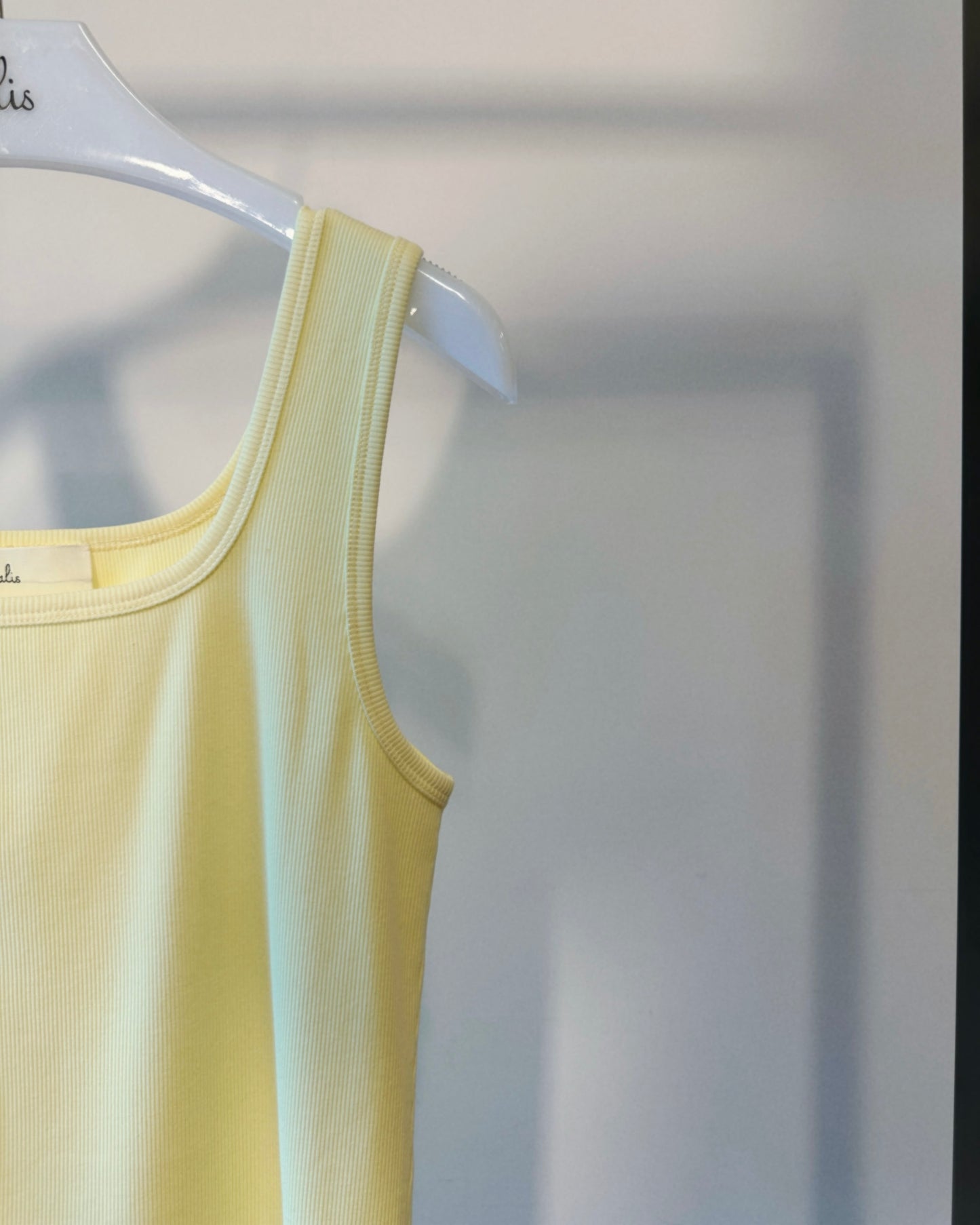 (Pre-order) aalis MARITA SS26 square neck ribbed tank (Light Yellow)