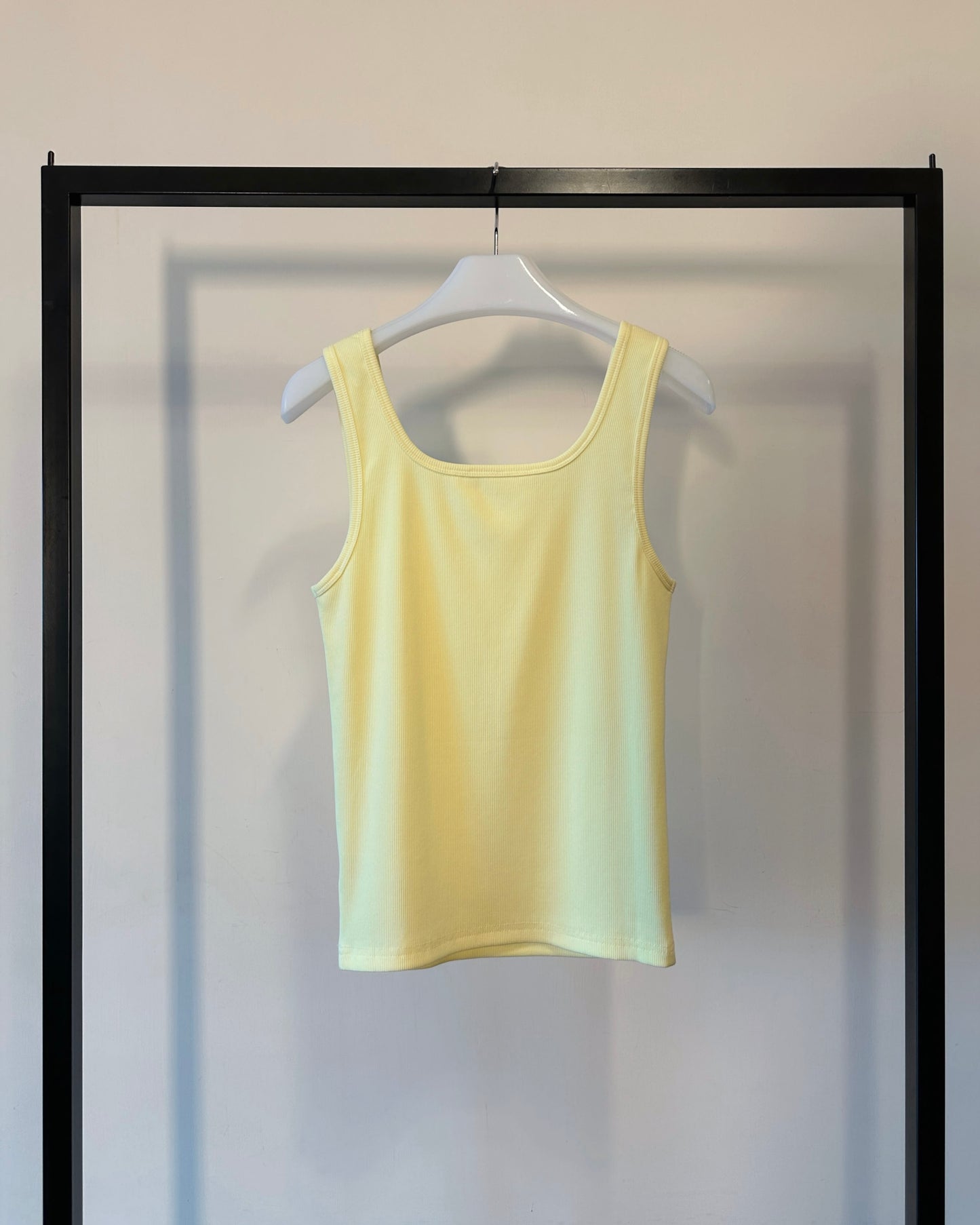(Pre-order) aalis MARITA SS26 square neck ribbed tank (Light Yellow)