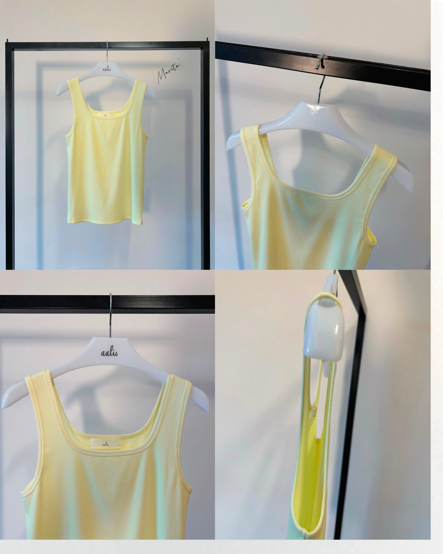 (Pre-order) aalis MARITA SS26 square neck ribbed tank (Light Yellow)