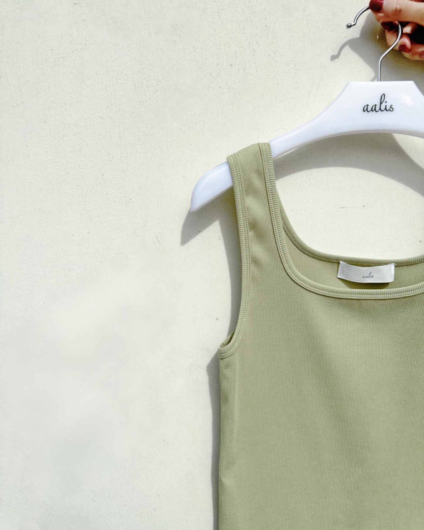aalis MARITA SS26 square neck ribbed tank (Avocado)